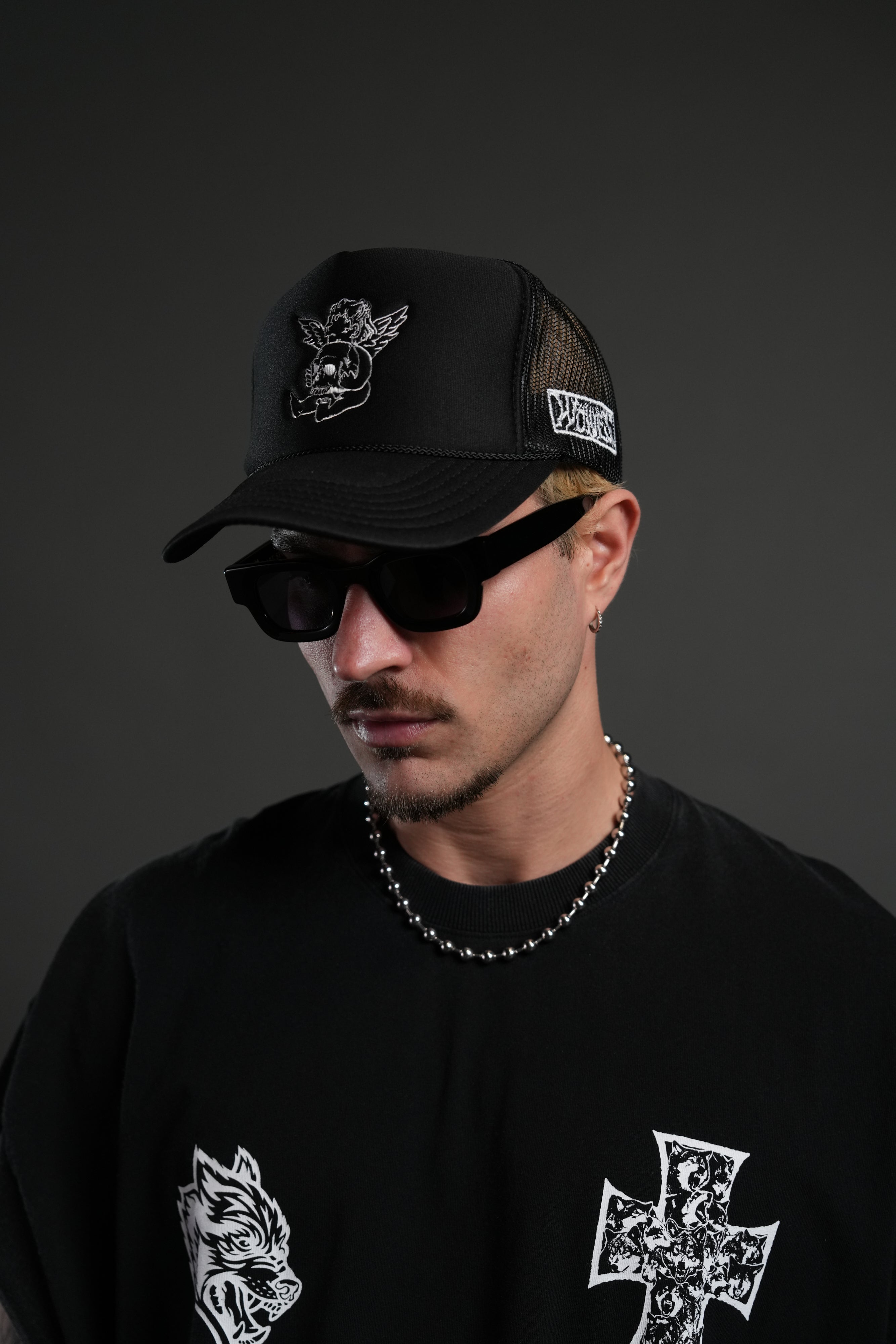 Cherub and the Skull Trucker Hat in Black