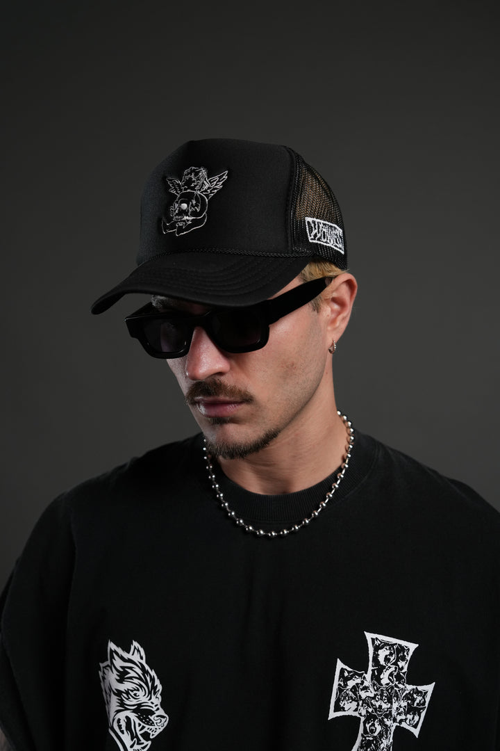Cherub and the Skull Trucker Hat in Black