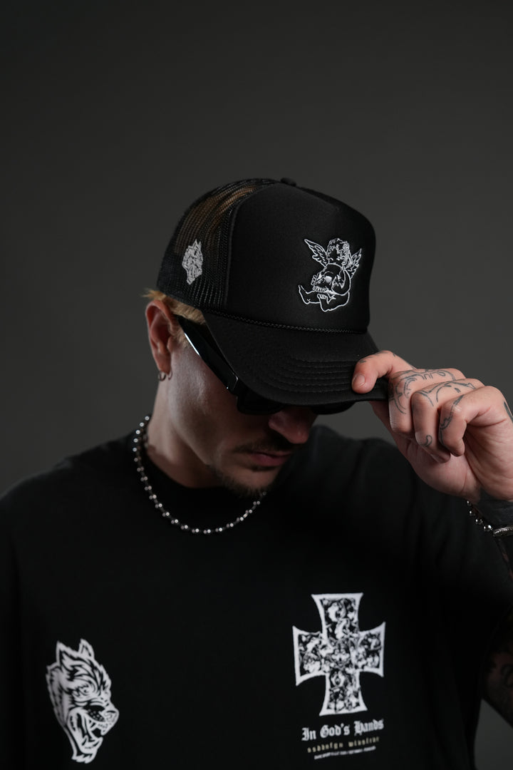 Cherub and the Skull Trucker Hat in Black