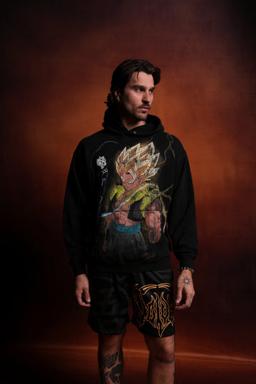 Super Saiyan Gogeta "Side-By-Side" Pierce Hoodie in Black