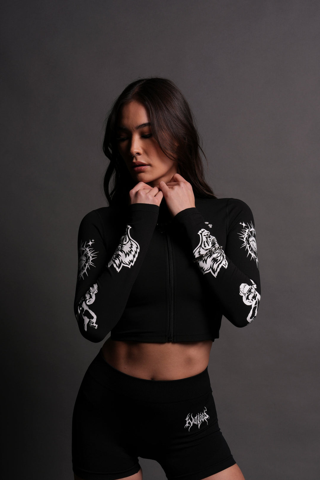 Guardian Cherub Tana "Energy" Zip Mockneck in Black/White