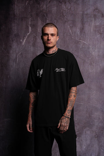 Roses While We're Here "Premium" Oversized Tee in Black