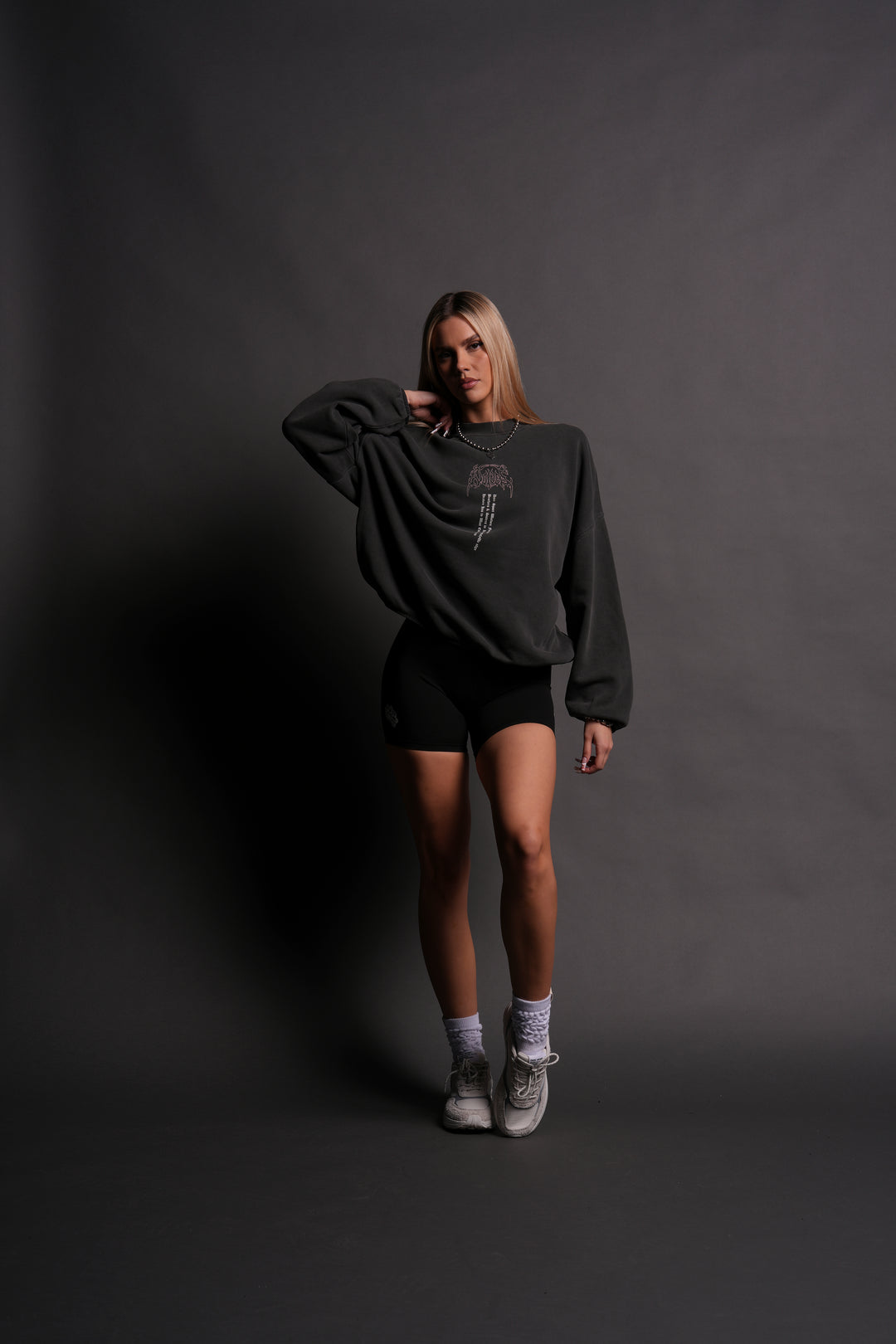 Wolves Hesh She S. Hall Crewneck in Wolf Gray