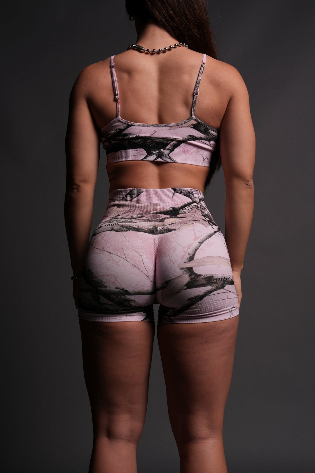 Dual Wolf Everson Seamless "Valencourt" Shorts in Brown/Light Mauve Woodland Camo