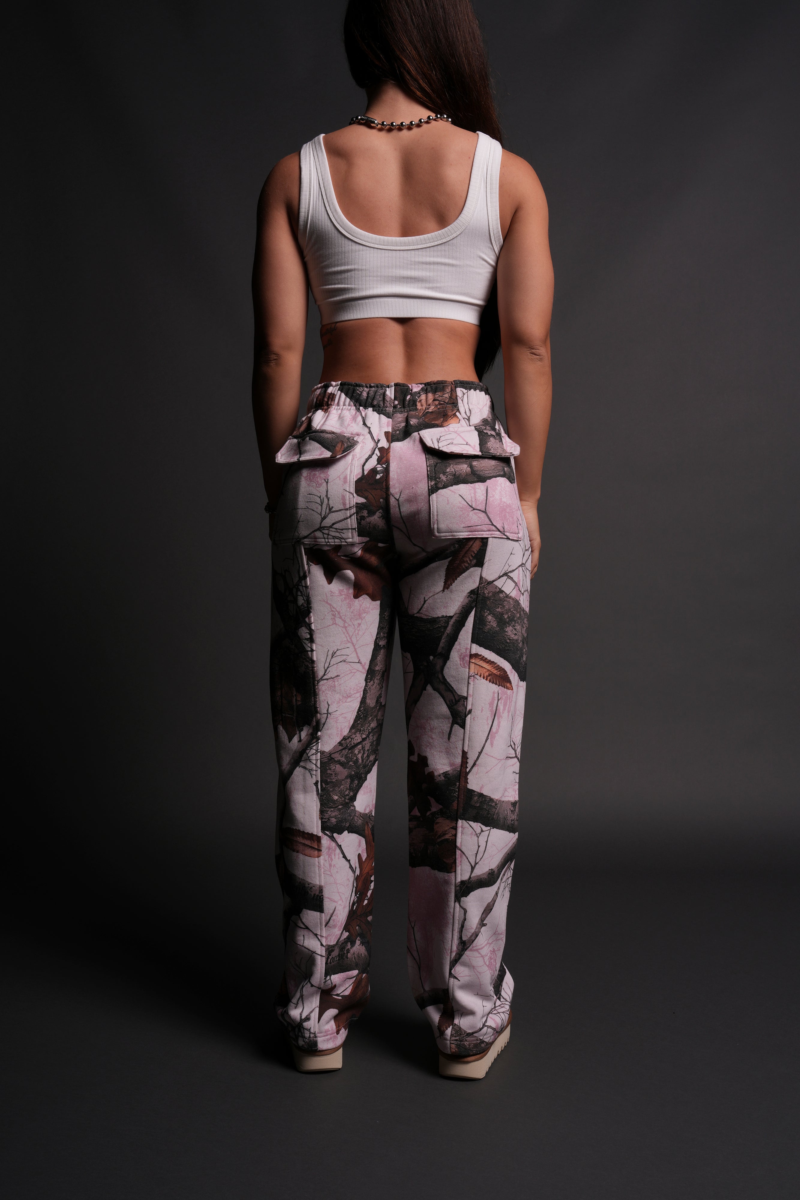 Dual She Wrath Sweats in Brown/Light Mauve Woodland Camo