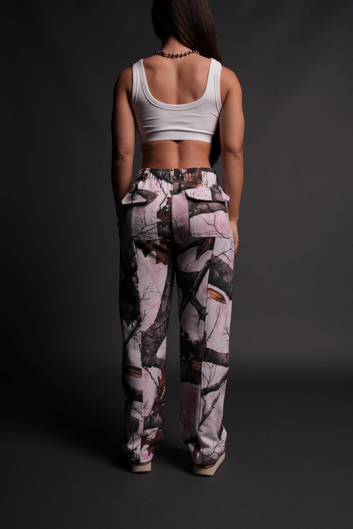 Dual She Wrath Sweats in Brown/Light Mauve Woodland Camo