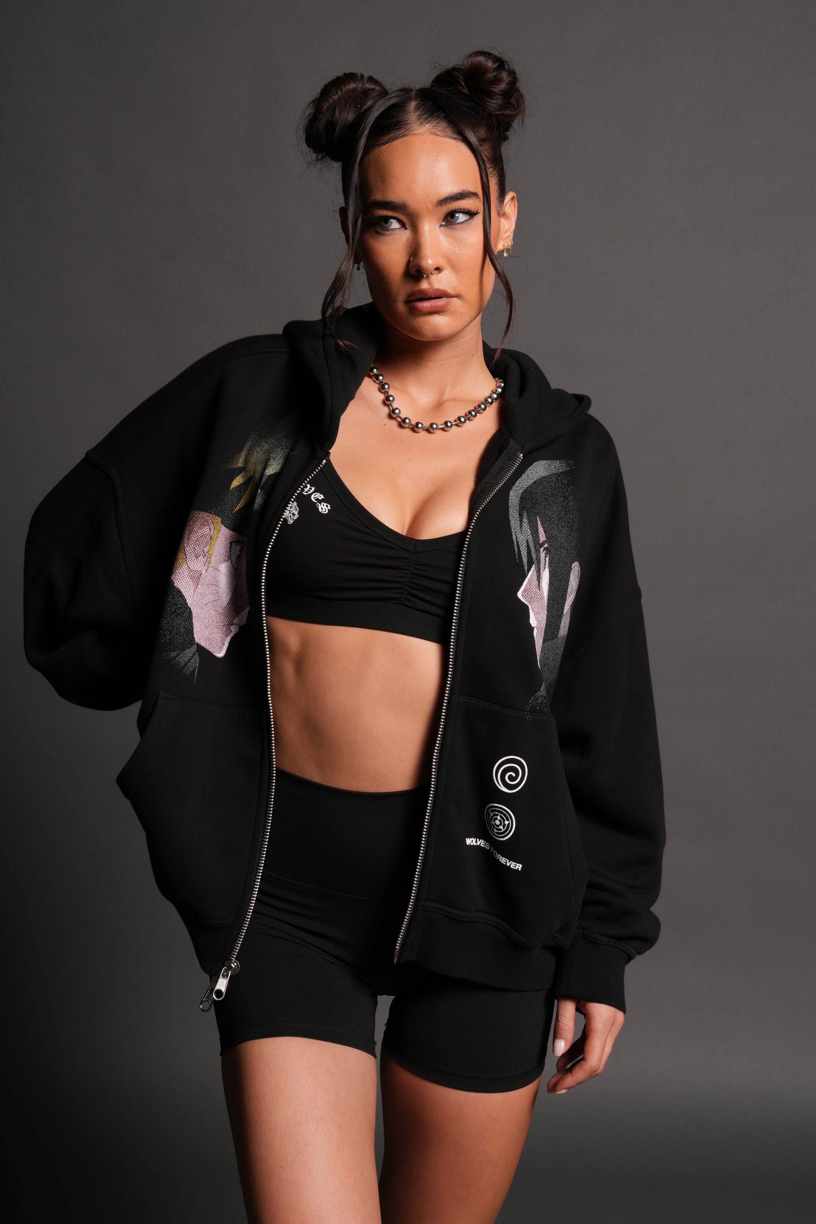 Last Battle Vex Double Zip Hoodie in Black
