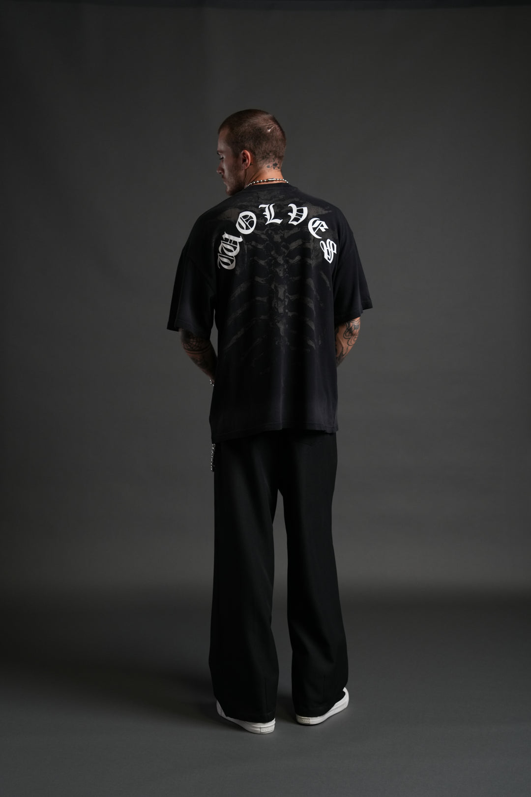 Bones "Premium" Oversized Tee in Black Drift Wash