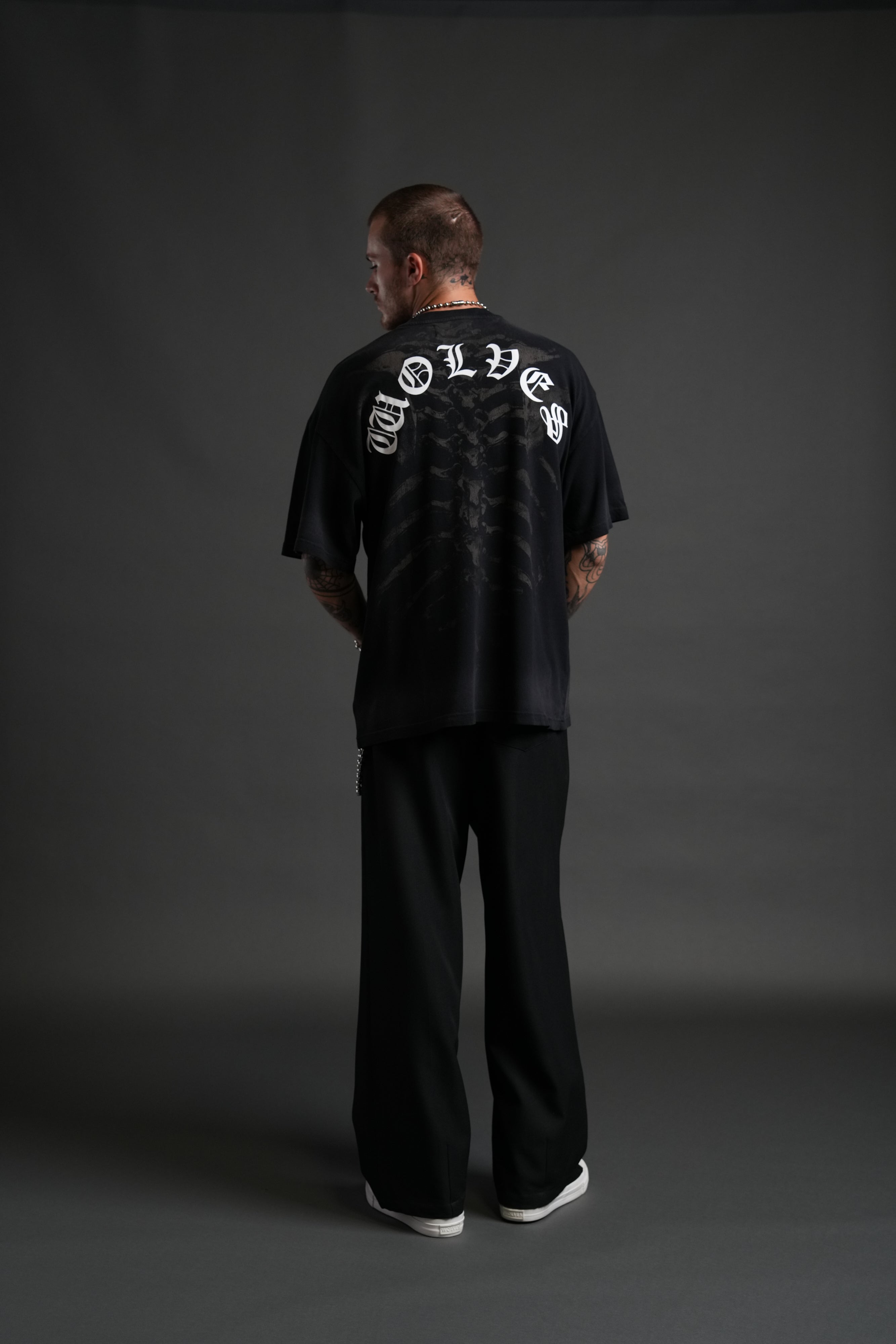Bones "Premium" Oversized Tee in Black Drift Wash