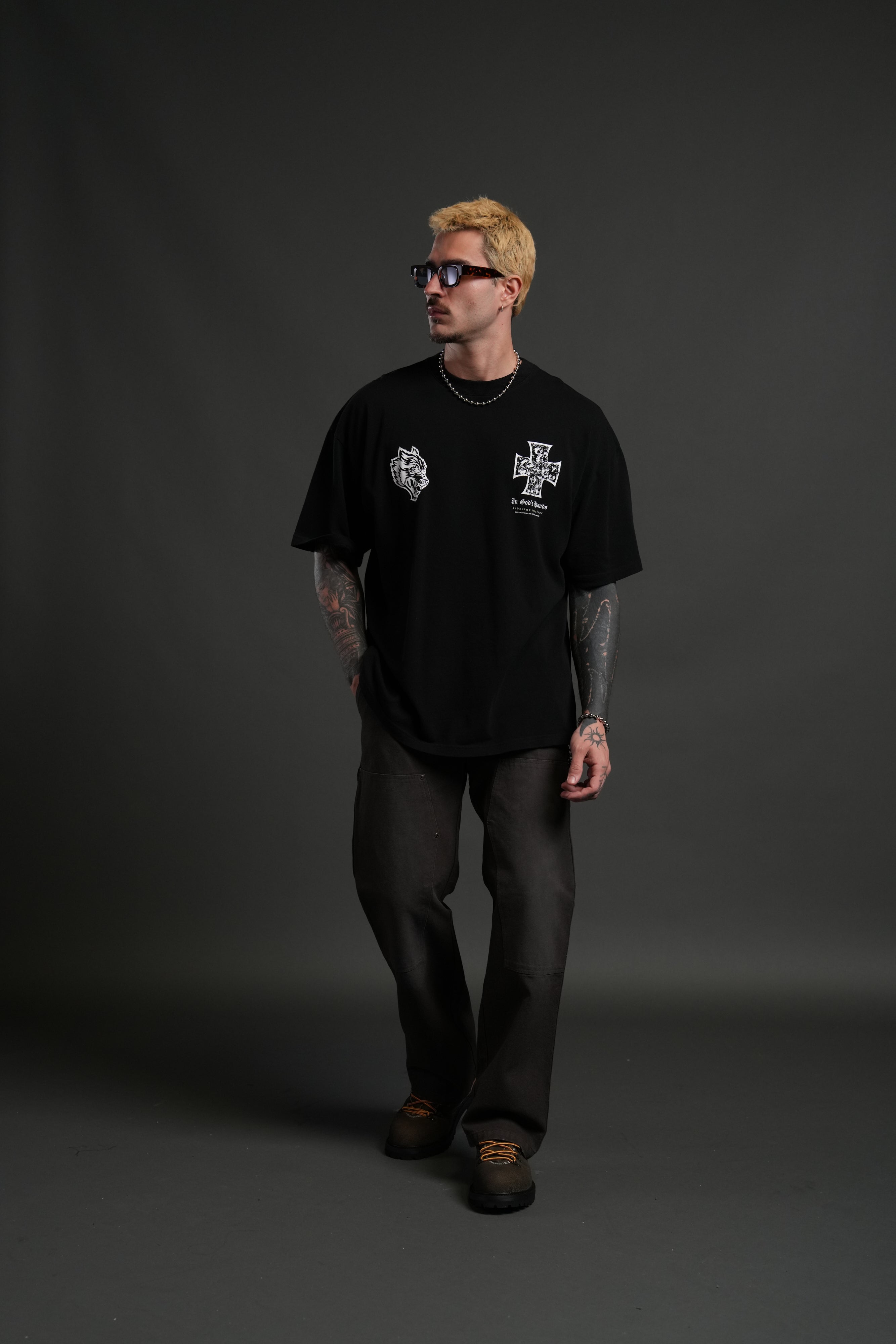 Iron Wolf Pack "Premium" Oversized Tee in Black