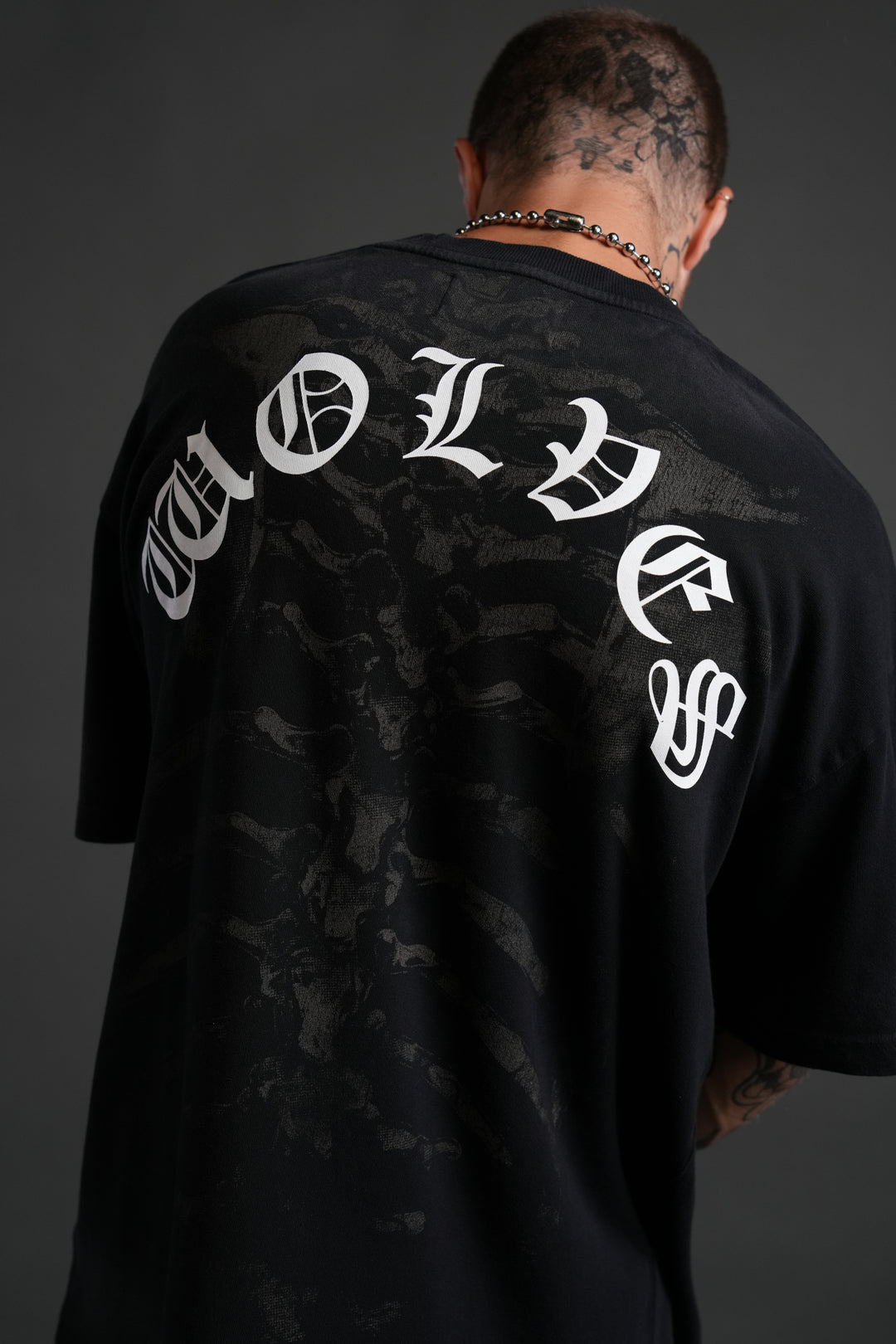 Bones "Premium" Oversized Tee in Black Drift Wash
