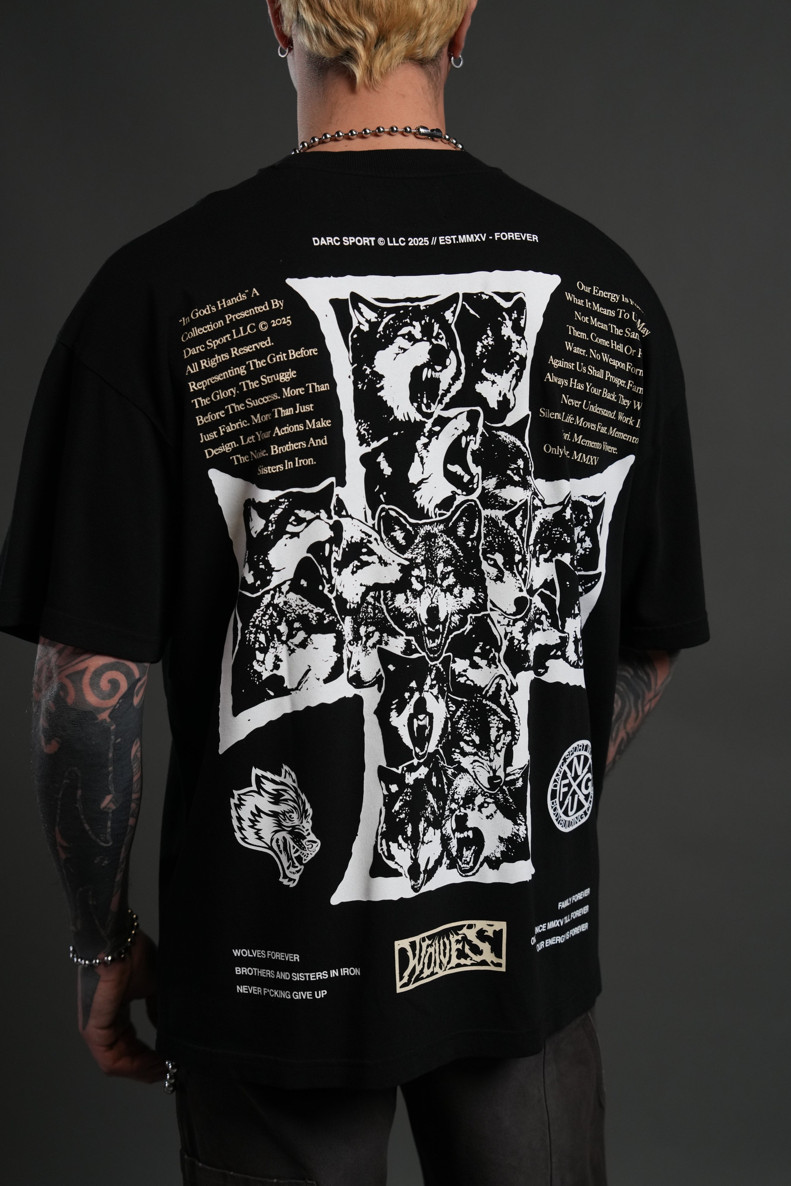 Iron Wolf Pack "Premium" Oversized Tee in Black