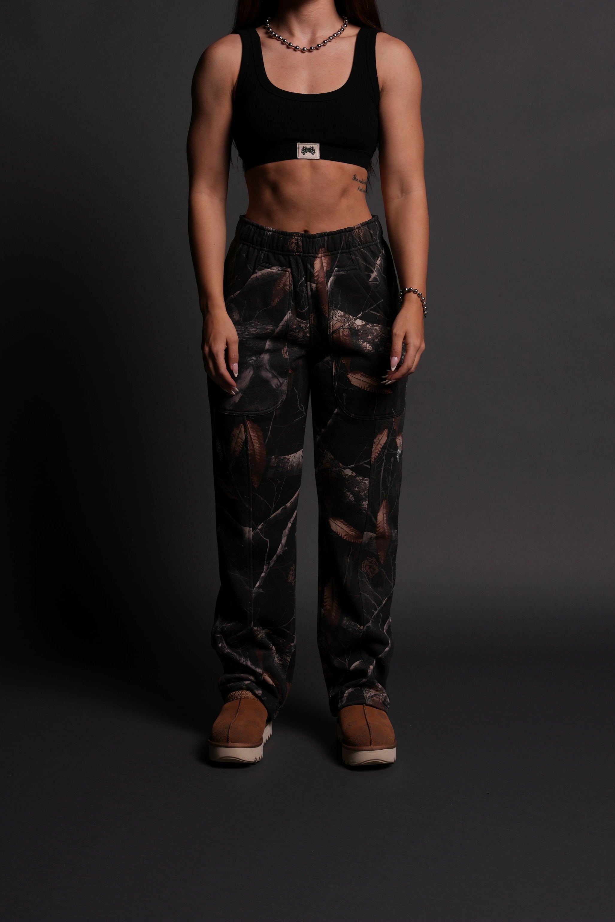 Dual She Wrath Sweats in Darc Brown Woodland Camo