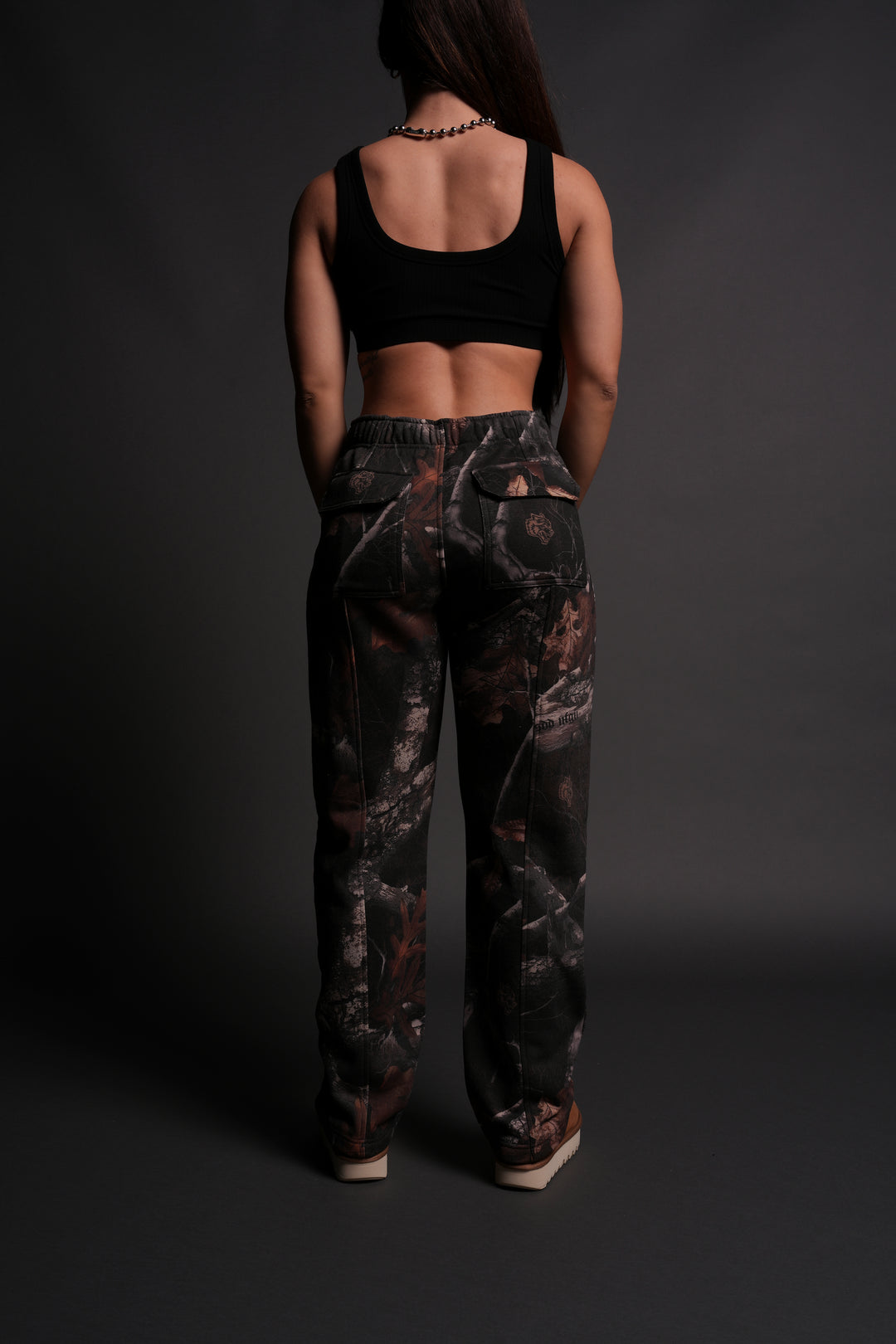 Dual She Wrath Sweats in Darc Brown Woodland Camo