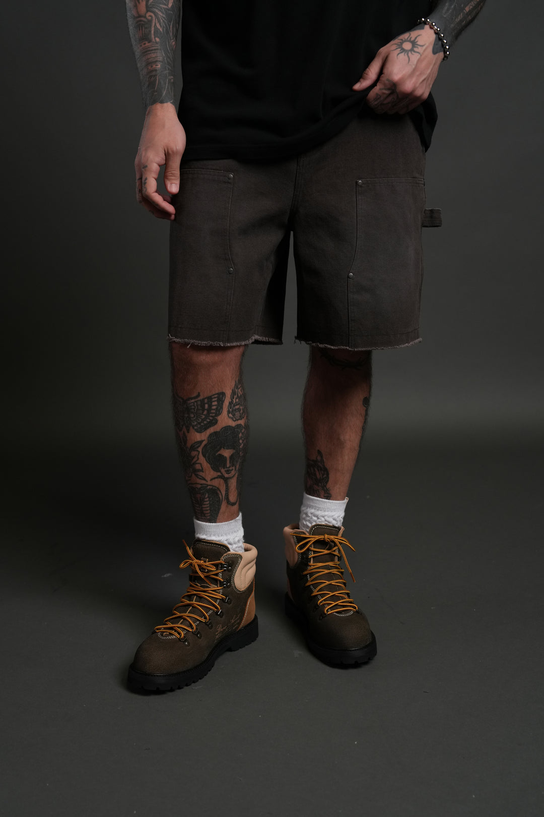 Core Chopper Raw Hem Hoffa Shorts in Darc Brown