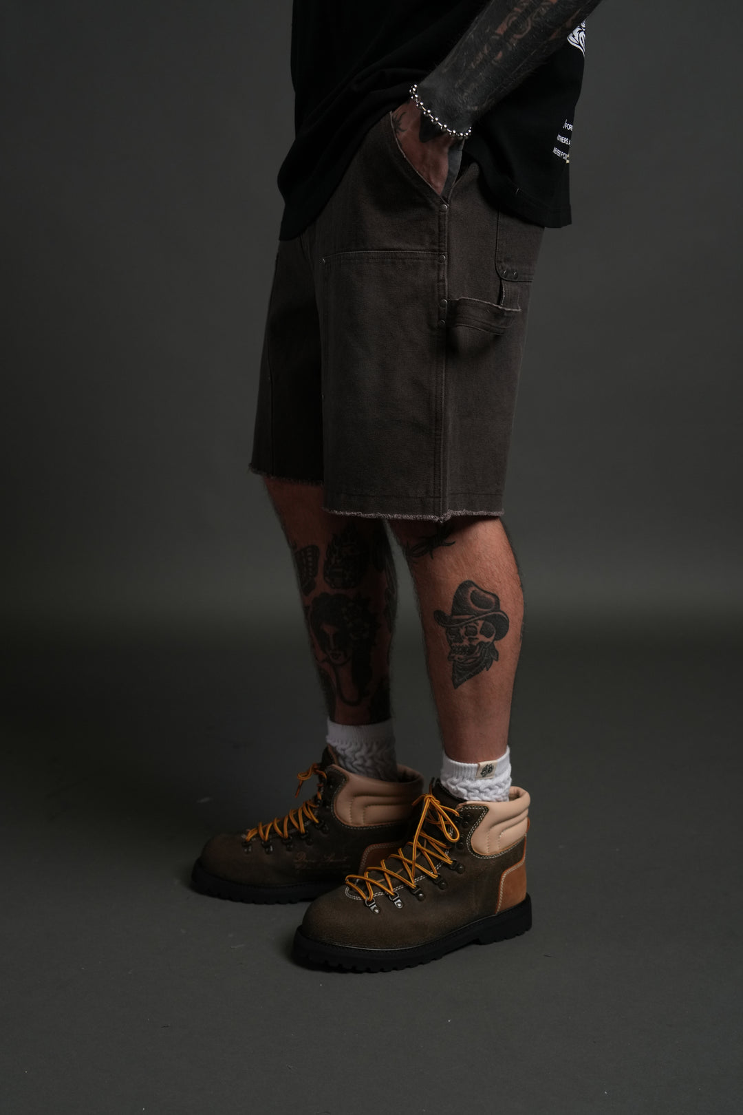 Core Chopper Raw Hem Hoffa Shorts in Darc Brown