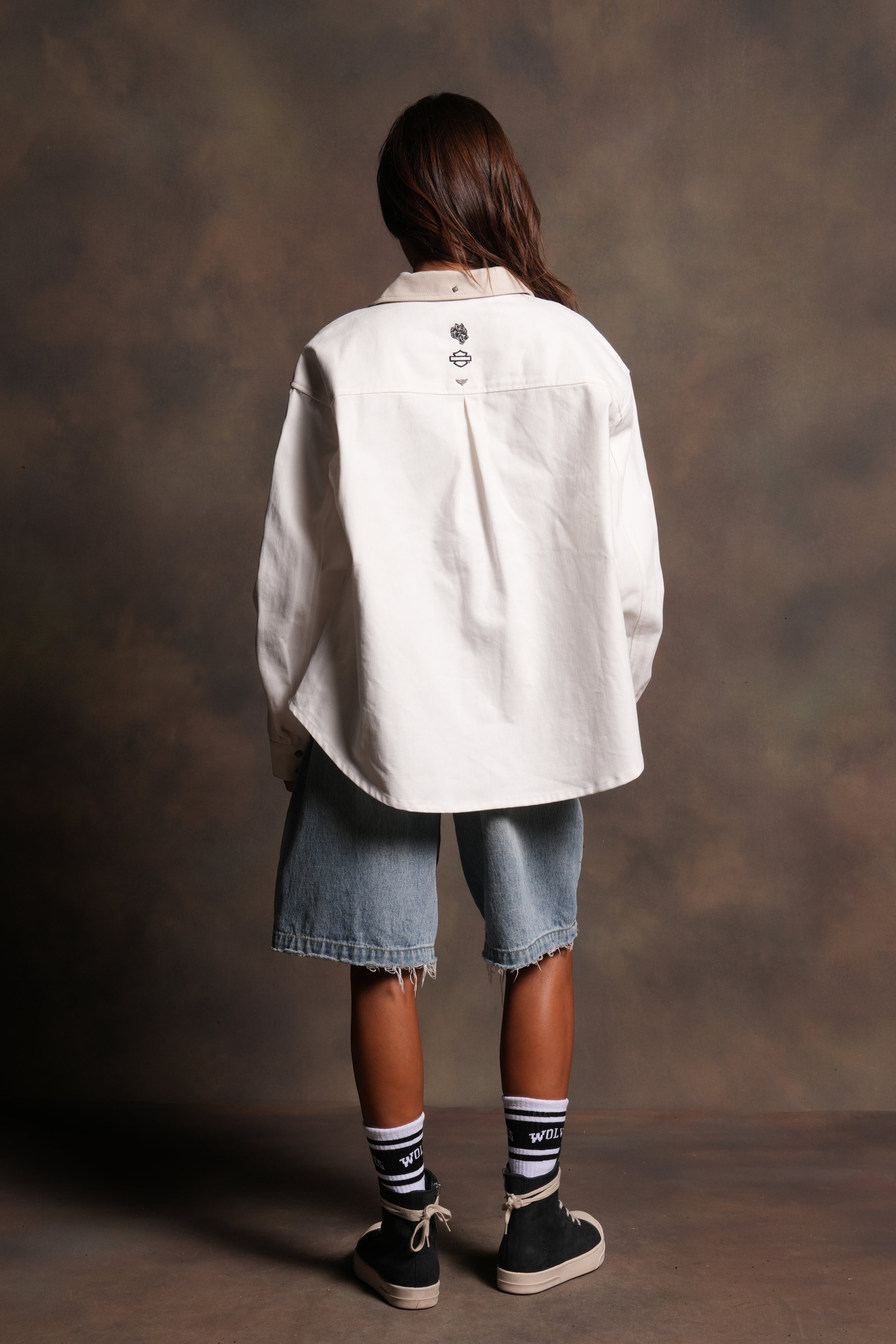 Harley Wolves Winslow Shirt Jacket in Cream