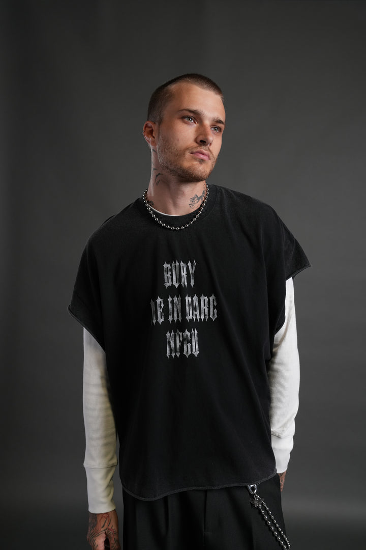 Bury Me in Darc Forever Grunge Cut-Off Tee in Black