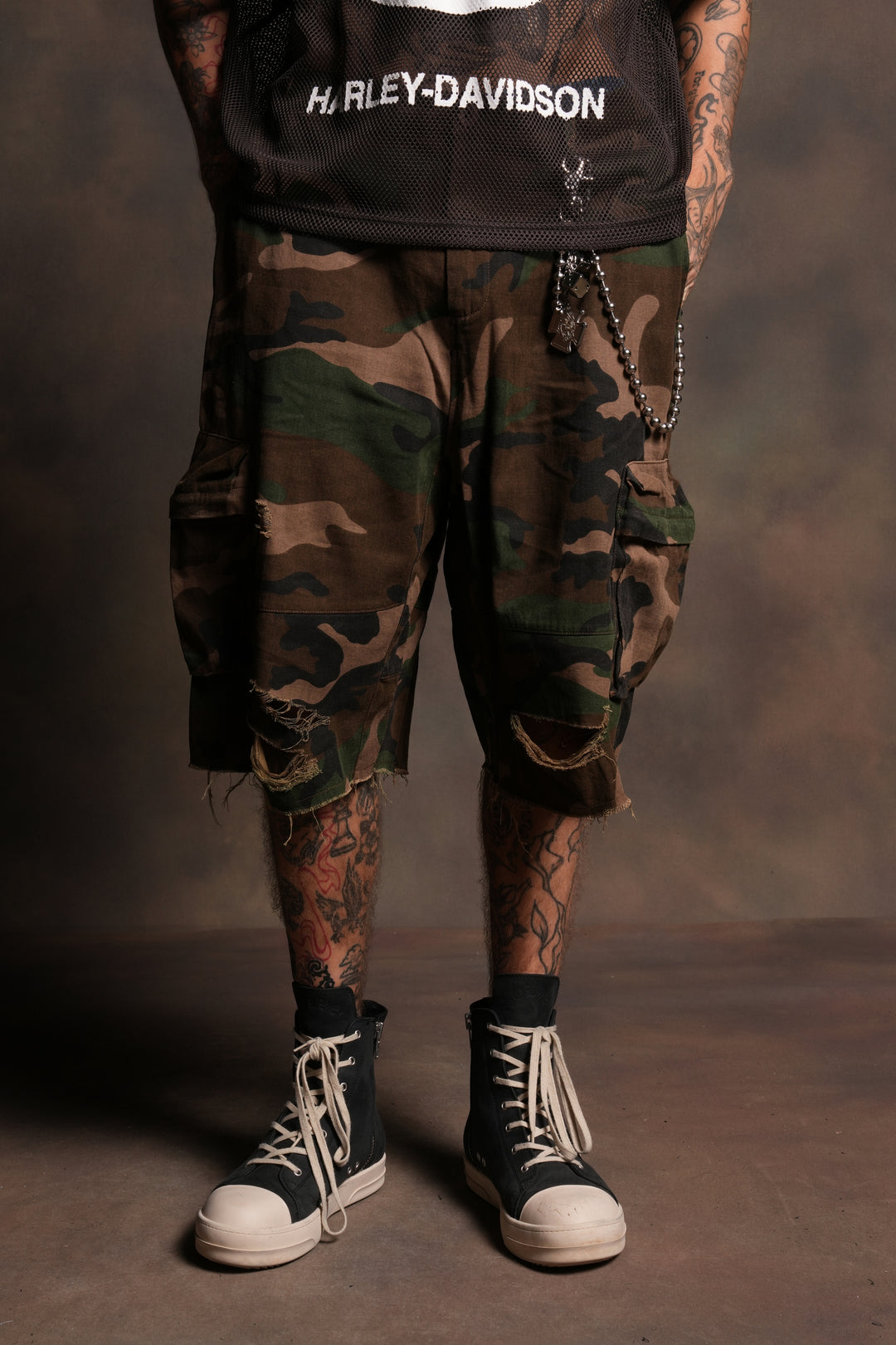 Wolf Chopper Duke Cargo Shorts in Woodland Camo