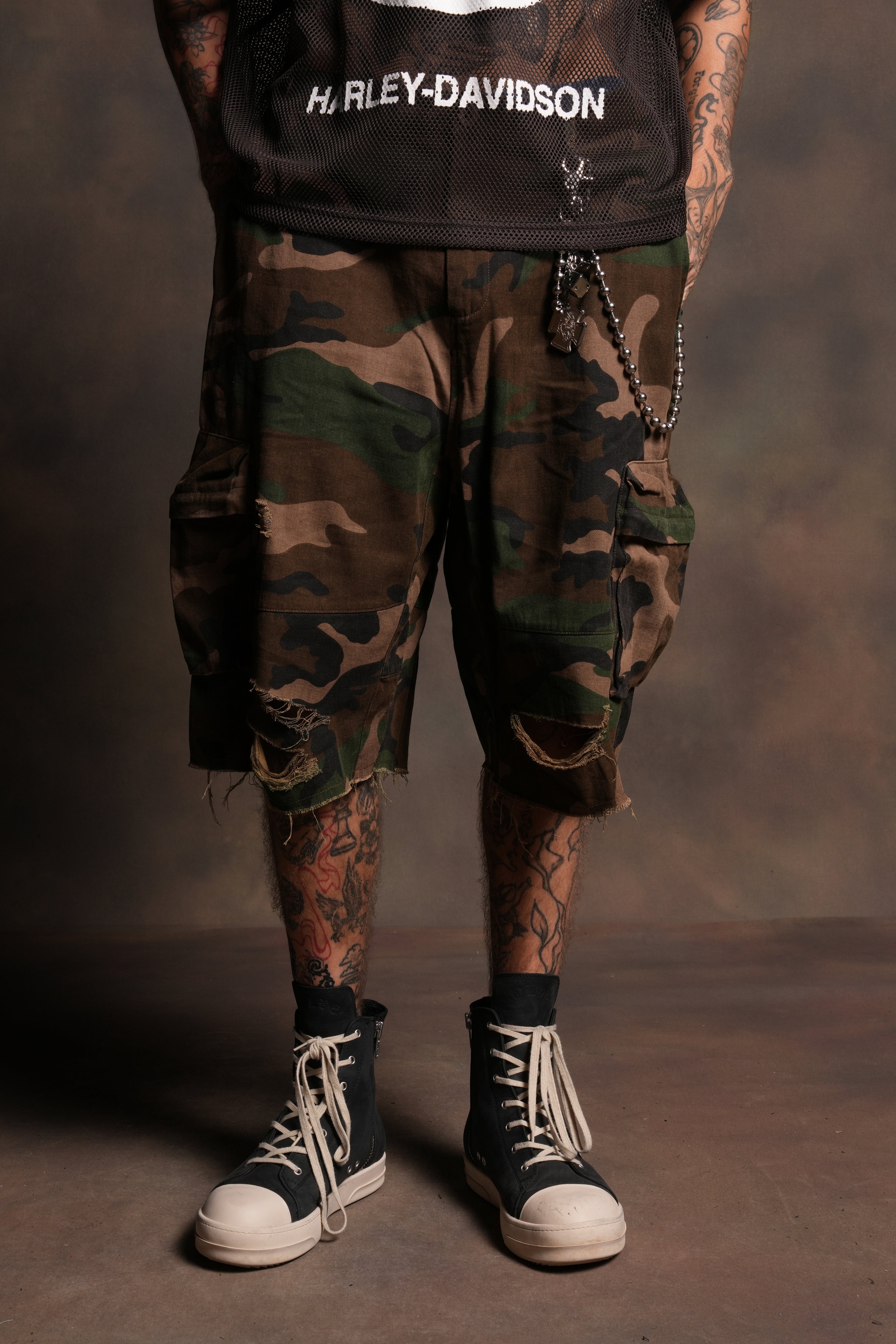 Wolf Chopper Duke Cargo Shorts in Woodland Camo
