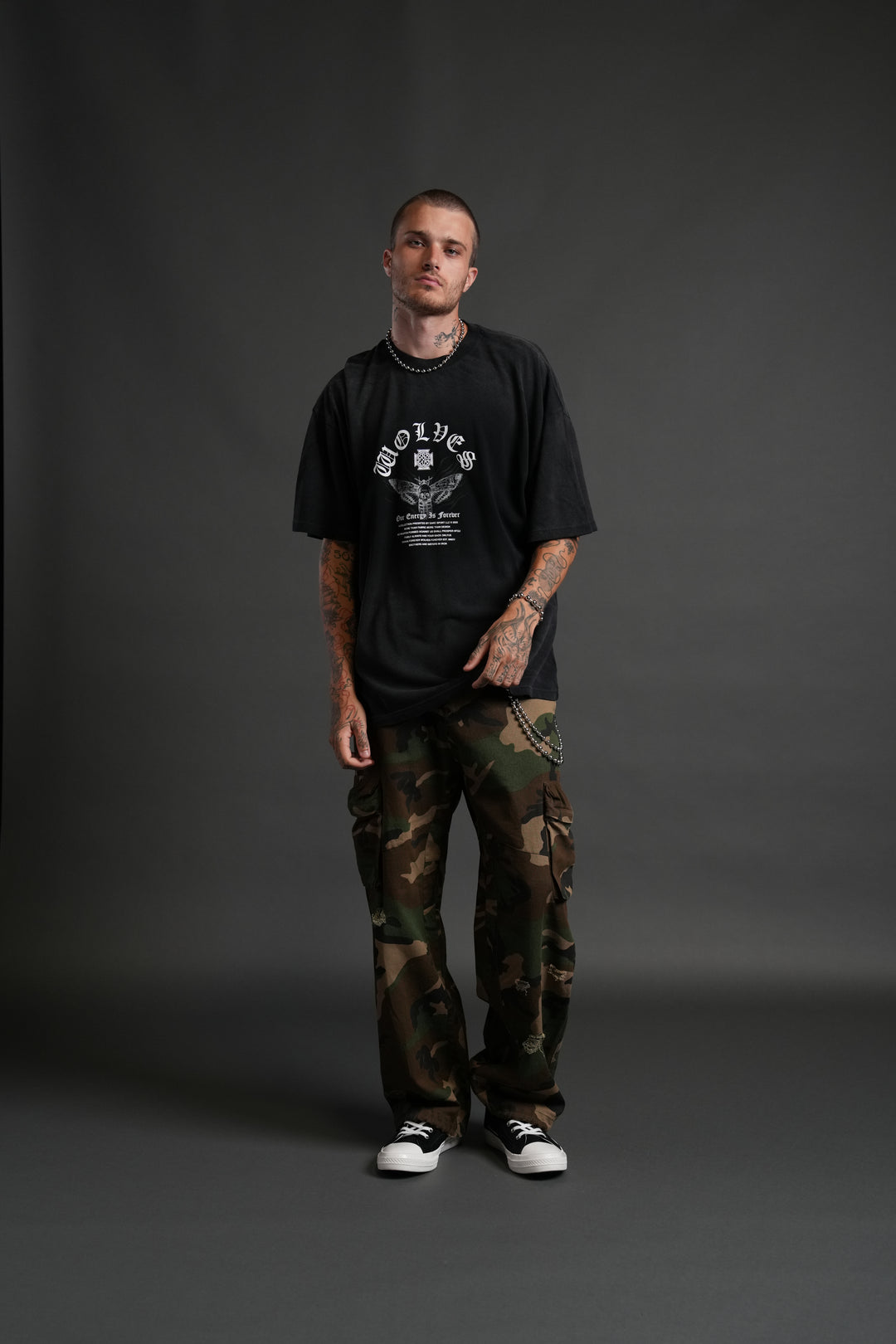 Moth Energy "Premium" Oversized Tee in Black Dawn Sun Fade