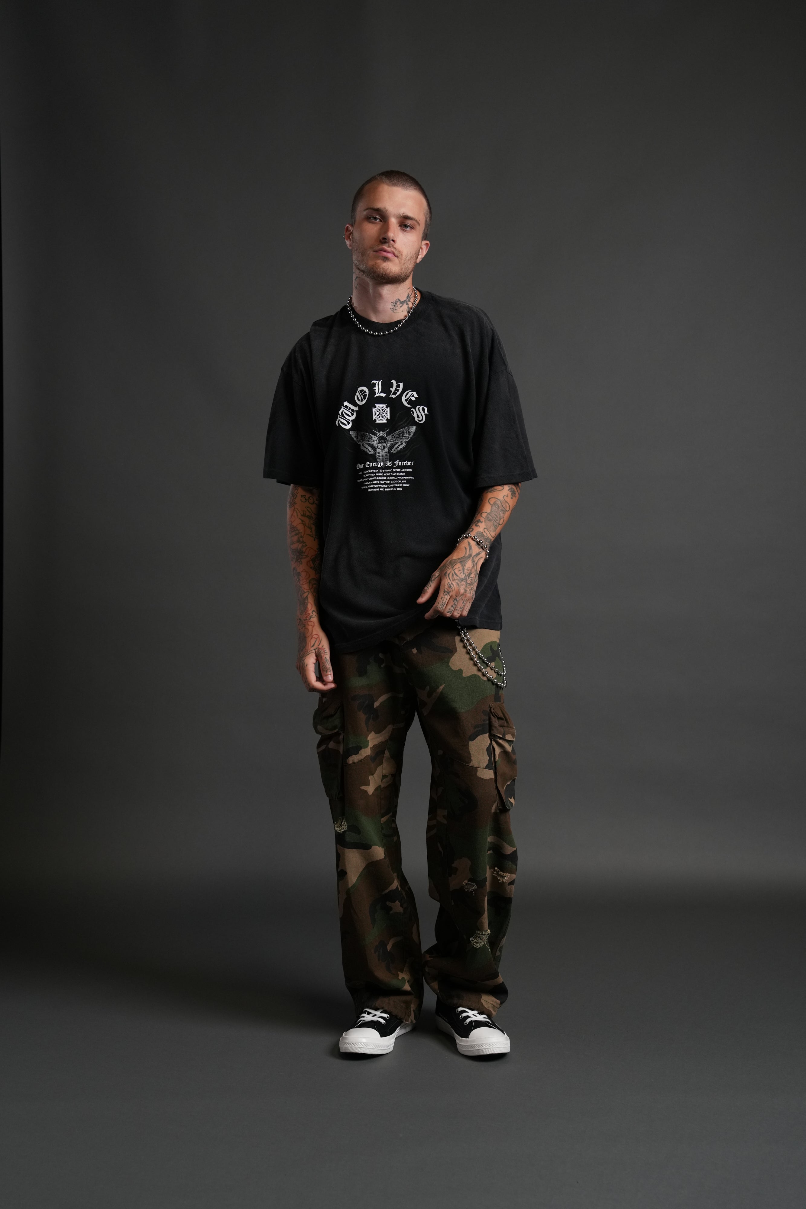 Moth Energy "Premium" Oversized Tee in Black Dawn Sun Fade