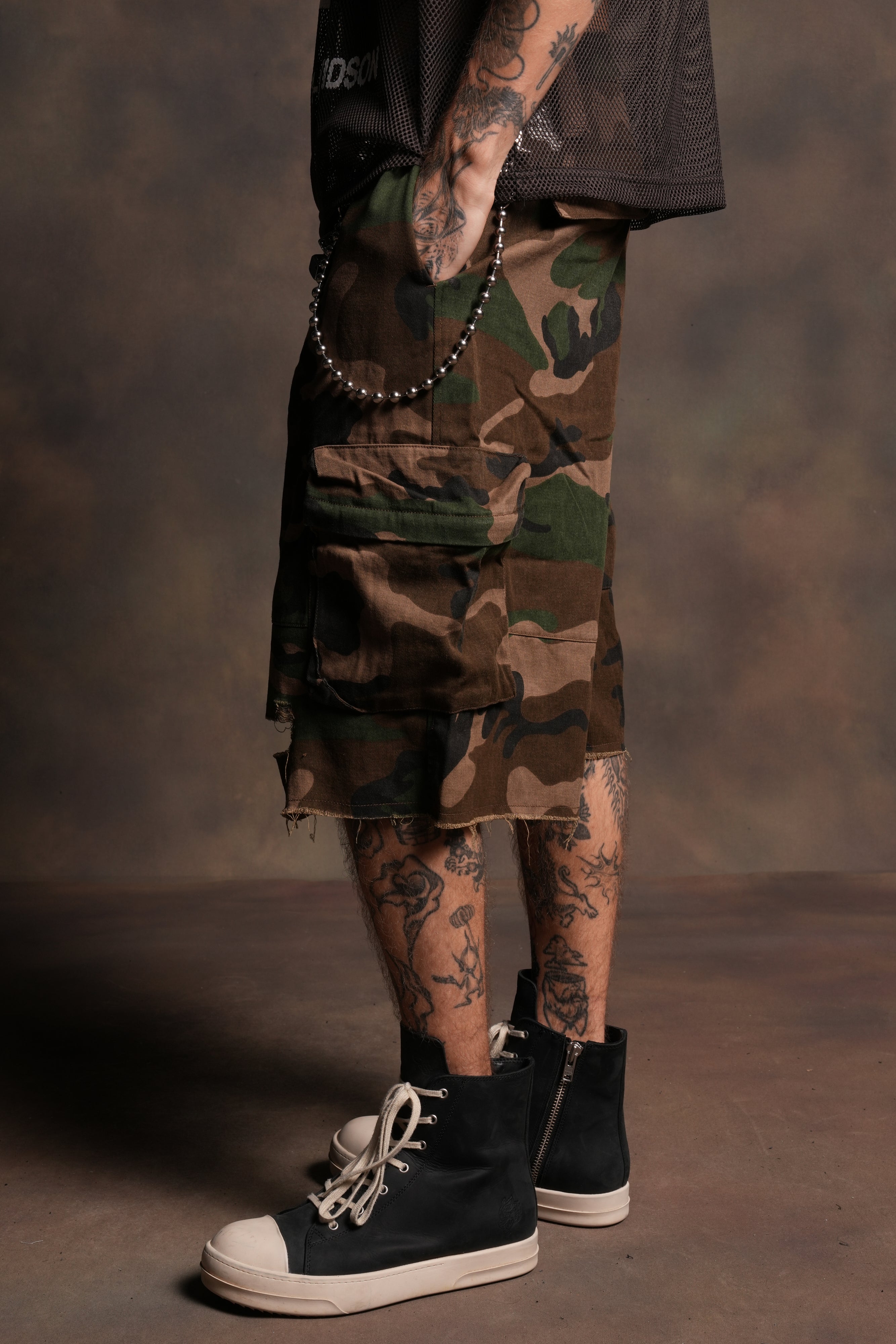 Wolf Chopper Duke Cargo Shorts in Woodland Camo
