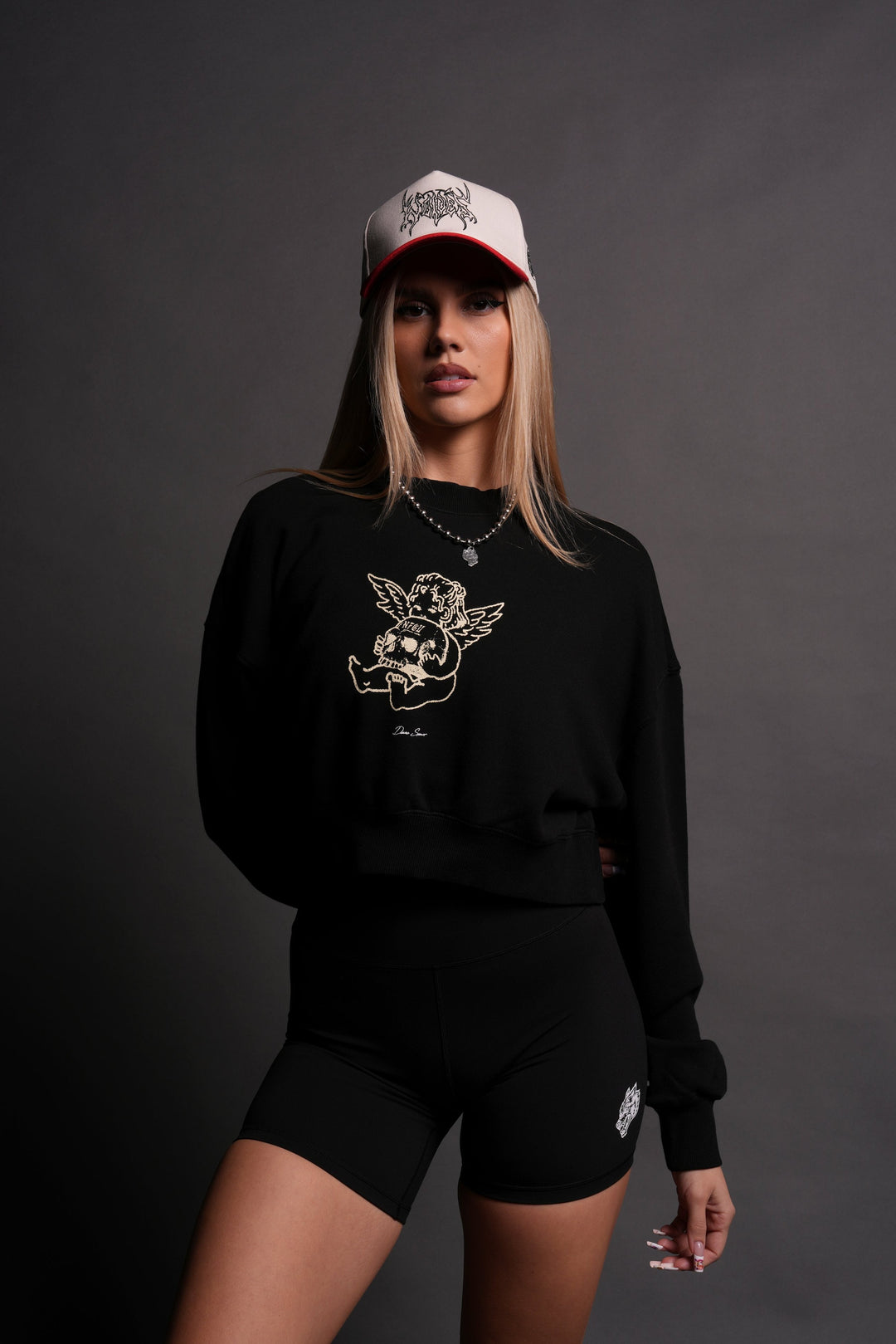 Cherub and the Skull Ava Crewneck in Black