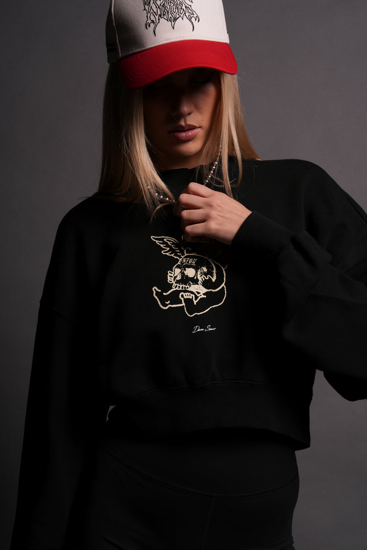 Cherub and the Skull Ava Crewneck in Black