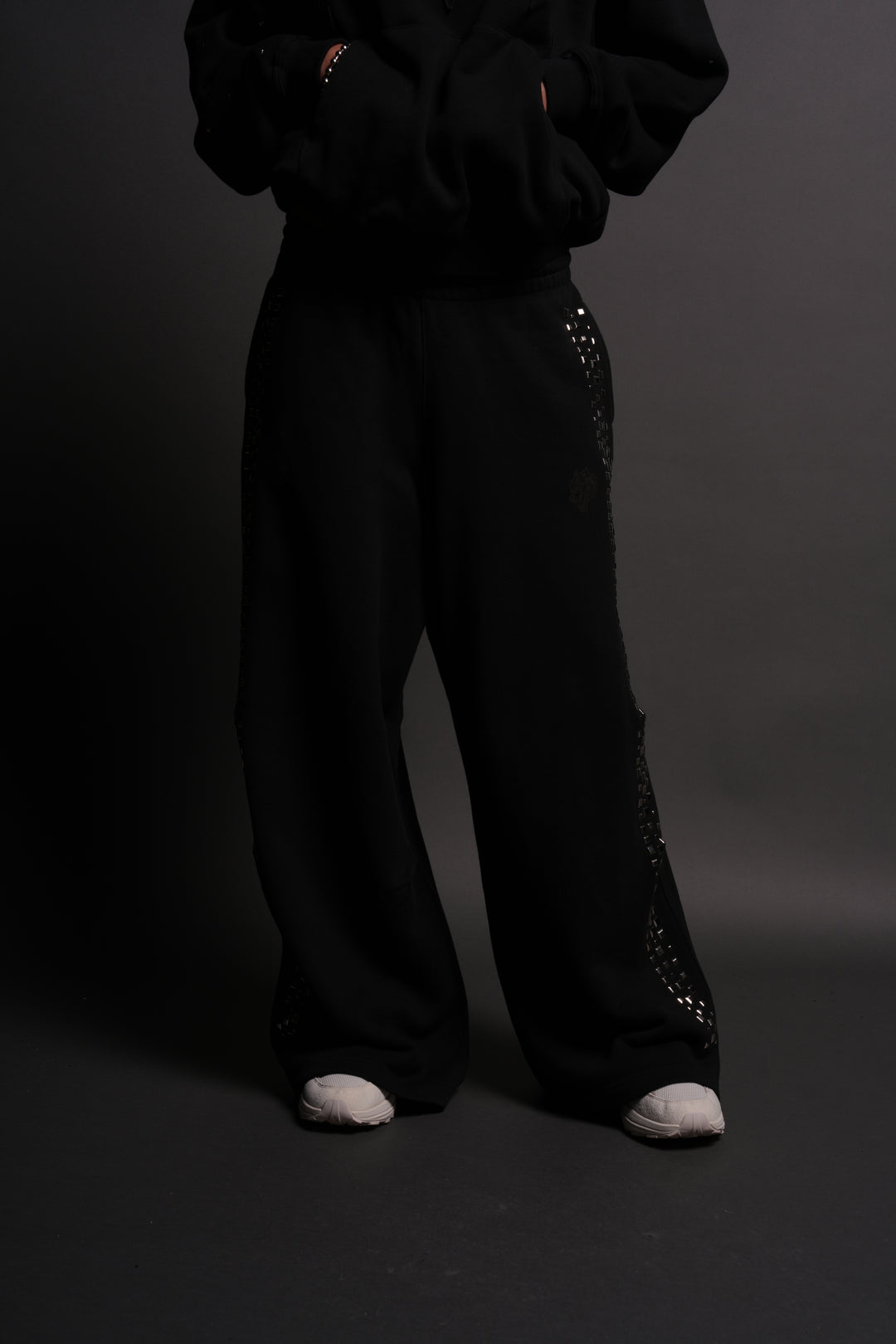 Dual Stud Mia Sweat Pants in Black