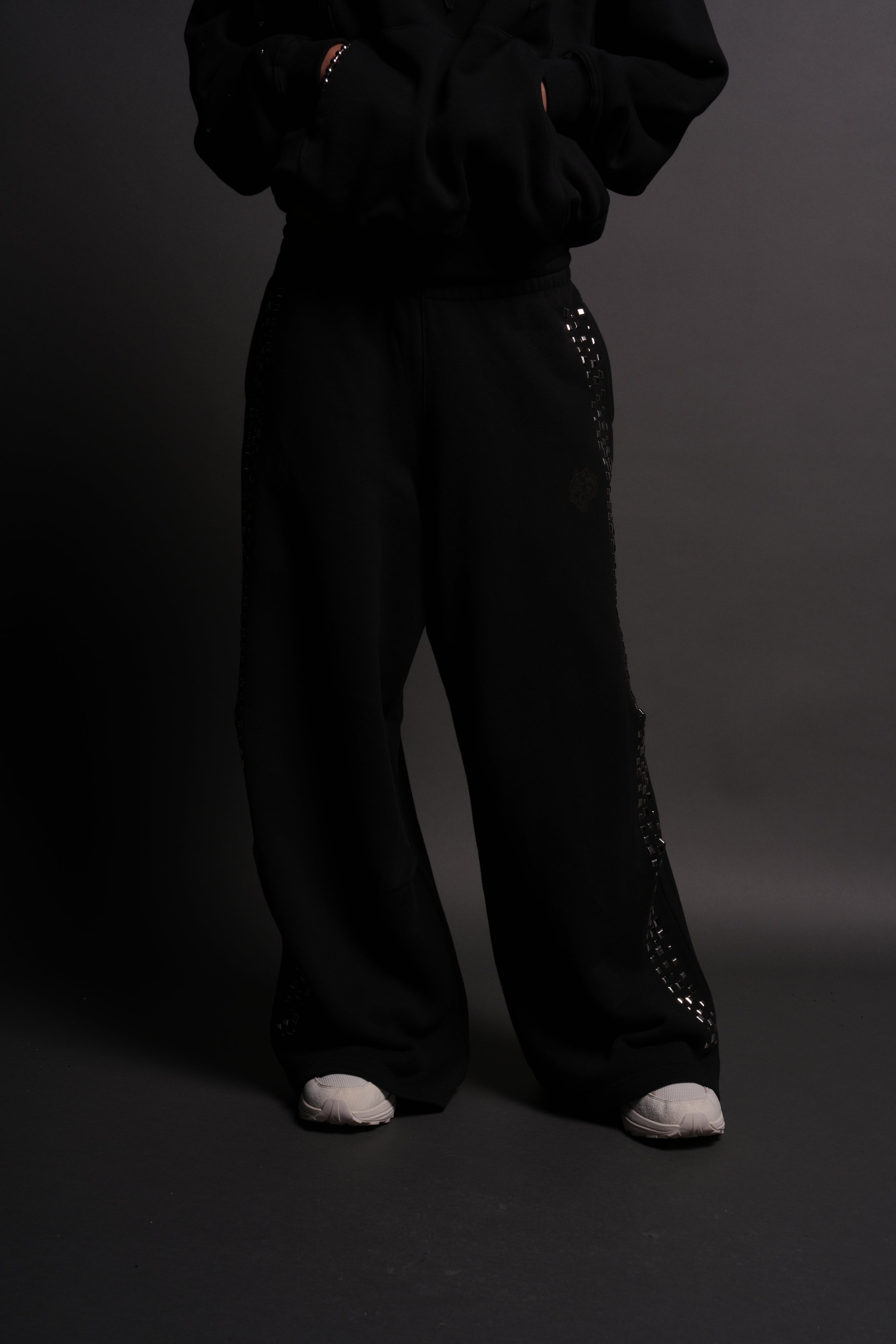 Dual Stud Mia Sweat Pants in Black
