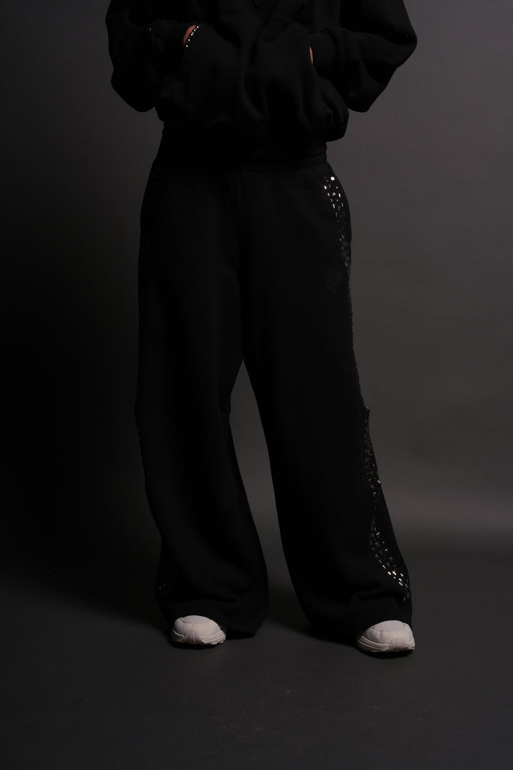 Dual Stud Mia Sweat Pants in Black