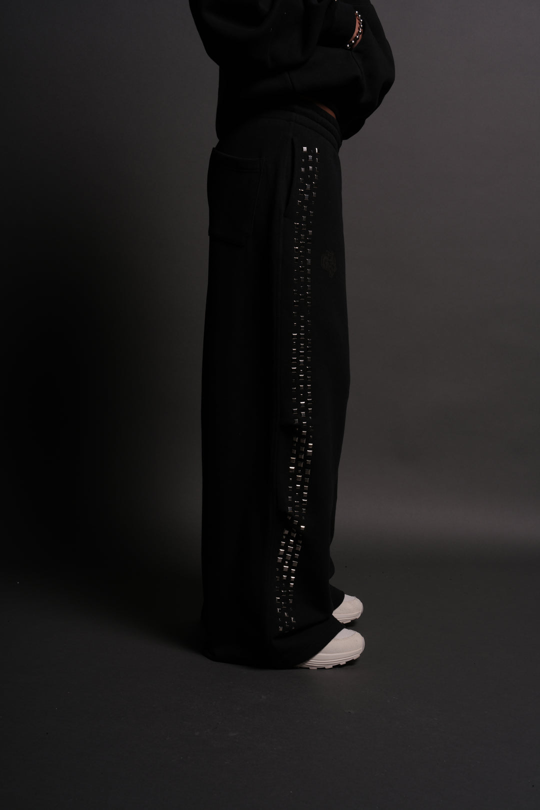 Dual Stud Mia Sweat Pants in Black