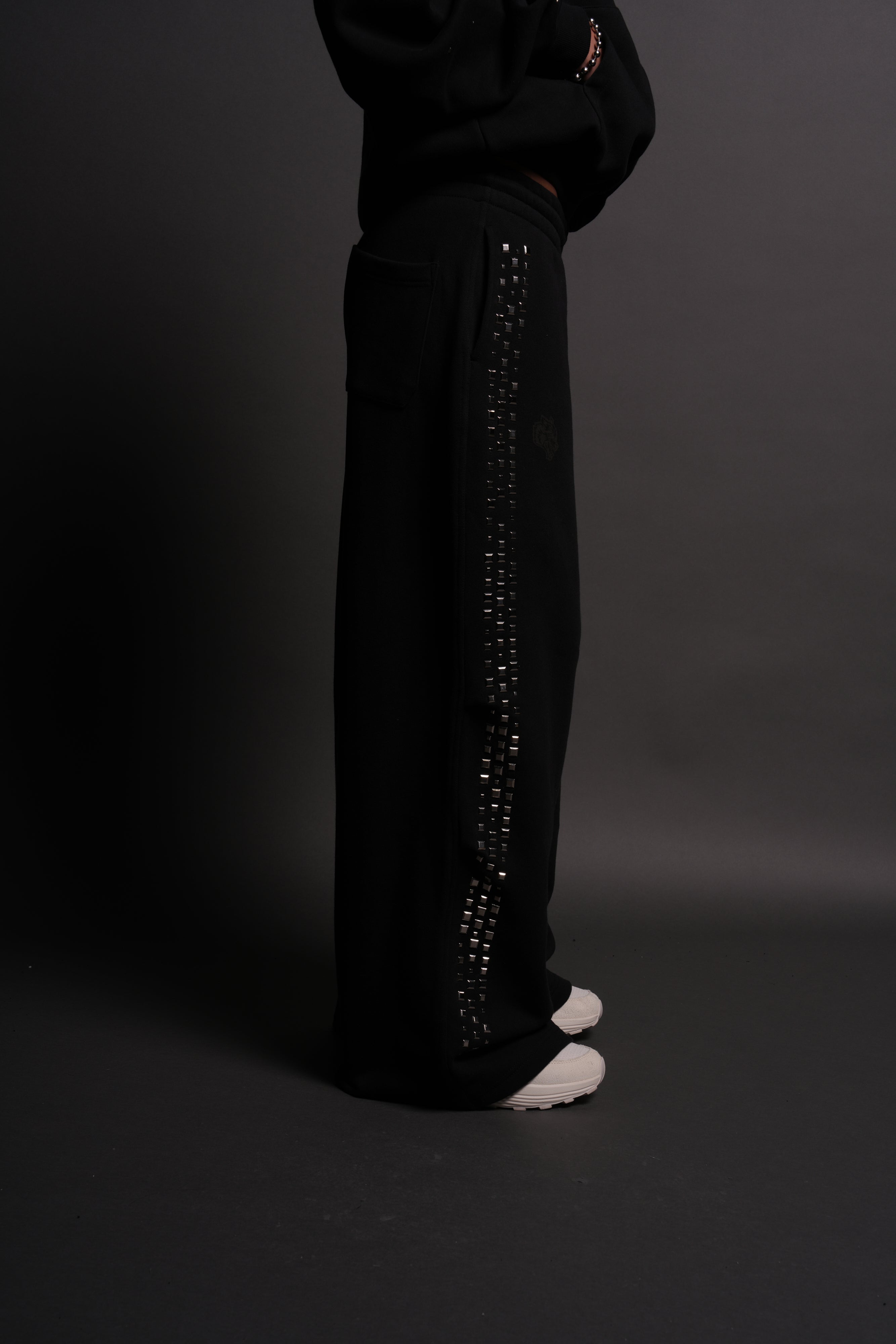 Dual Stud Mia Sweat Pants in Black