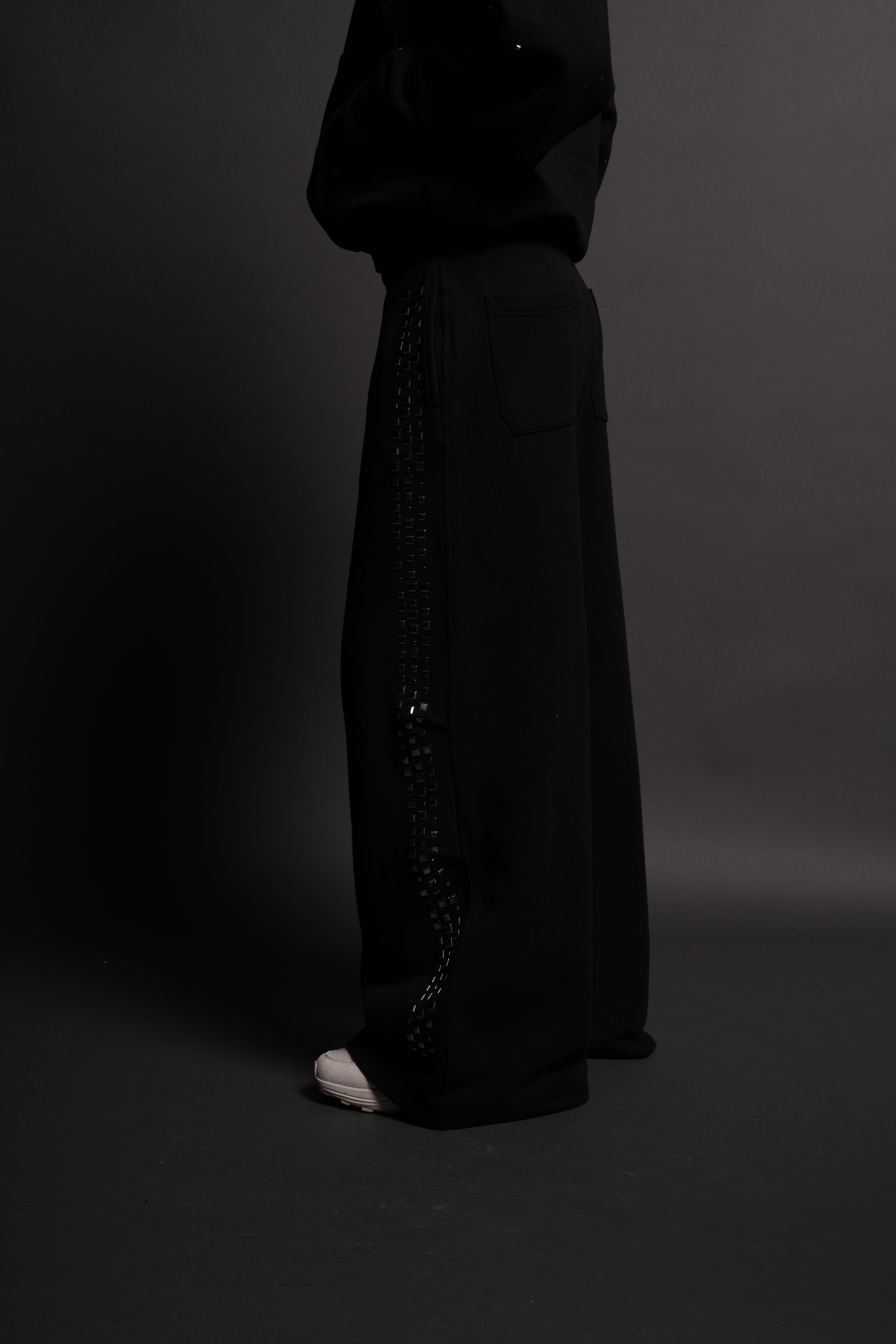 Dual Stud Mia Sweat Pants in Black