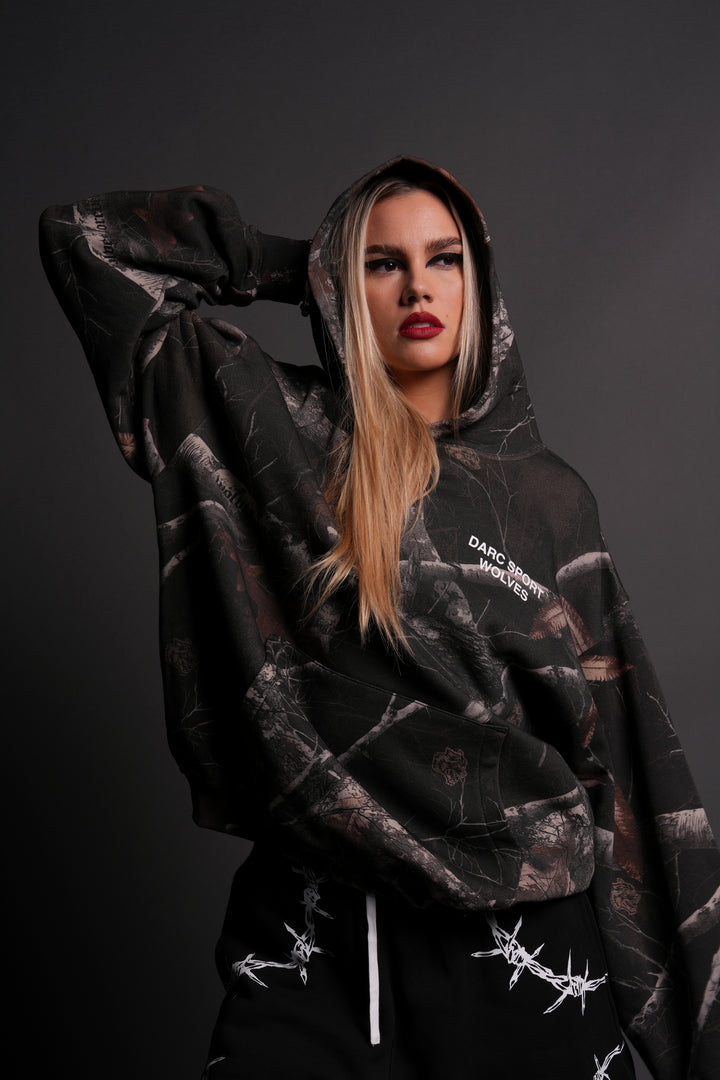 No Weapon Shall Prosper "Pierce" Hoodie in  Darc Brown Woodland Camo