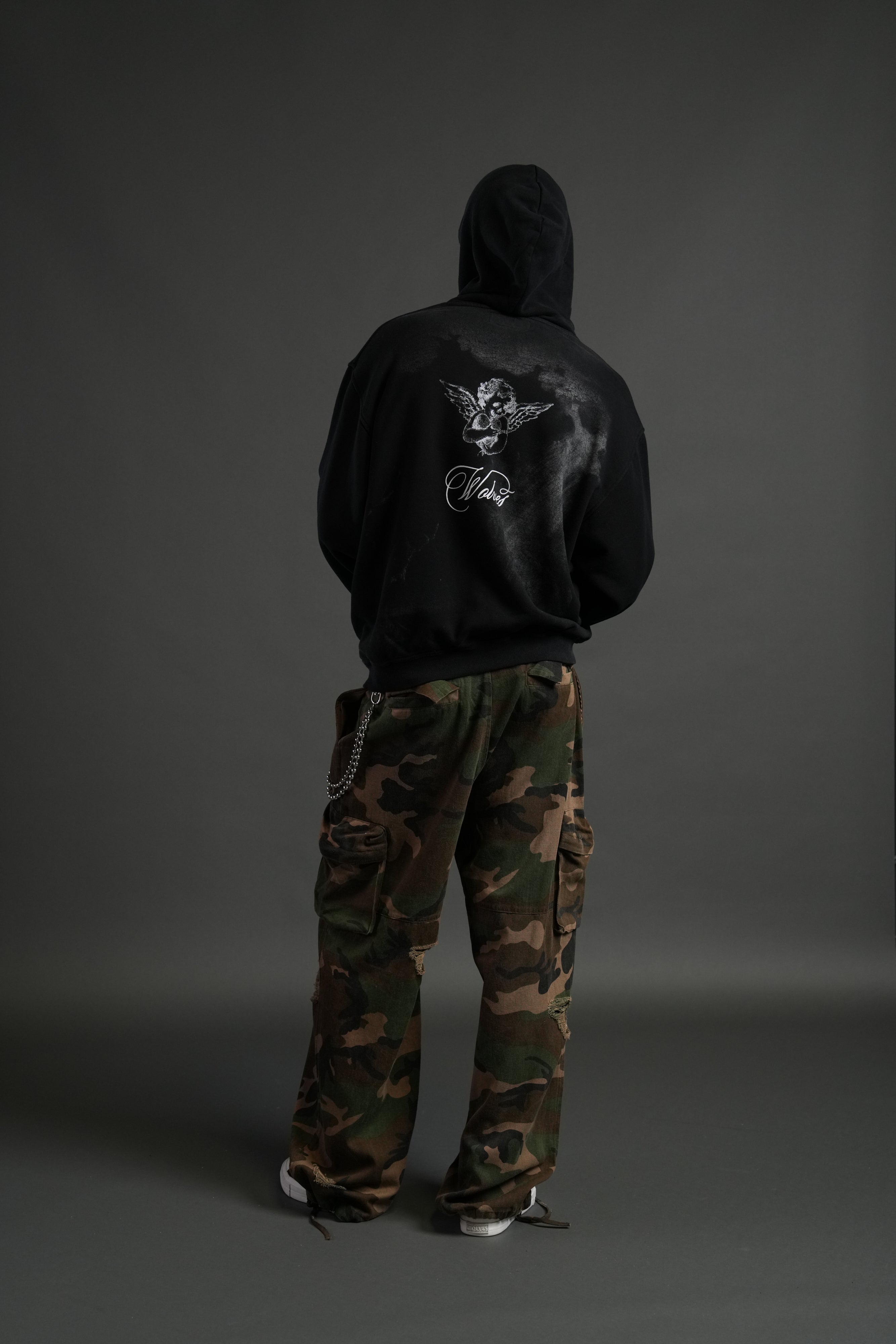 (1 OF 500) Divine Light "Pierce" Hoodie in Black Drift Wash