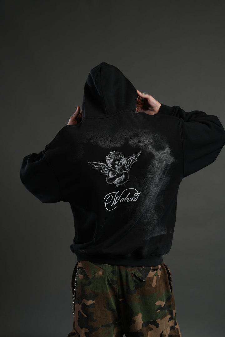 (1 OF 500) Divine Light "Pierce" Hoodie in Black Drift Wash