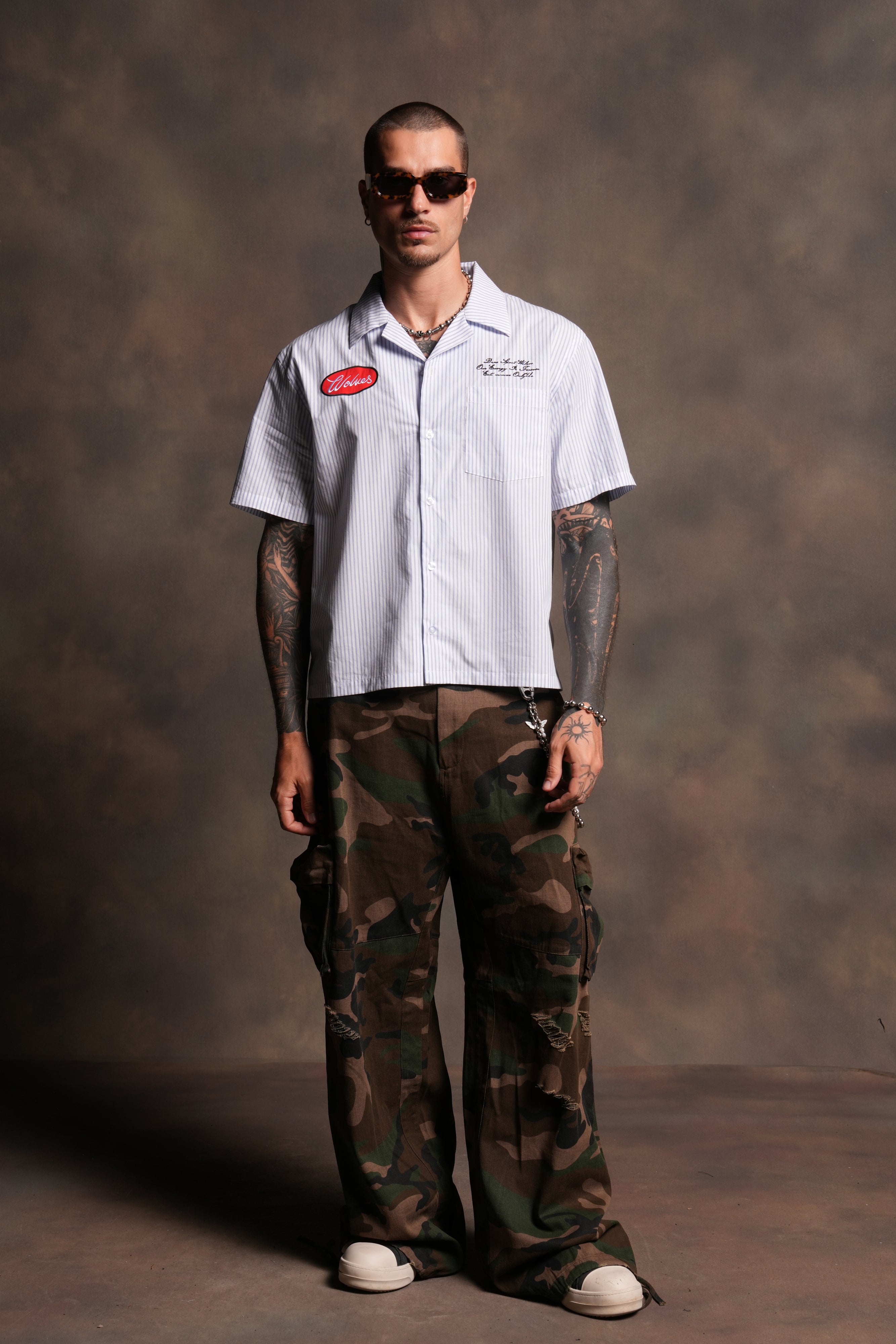 Ride With Us Dalton Mid Length Button Up in White/Blue