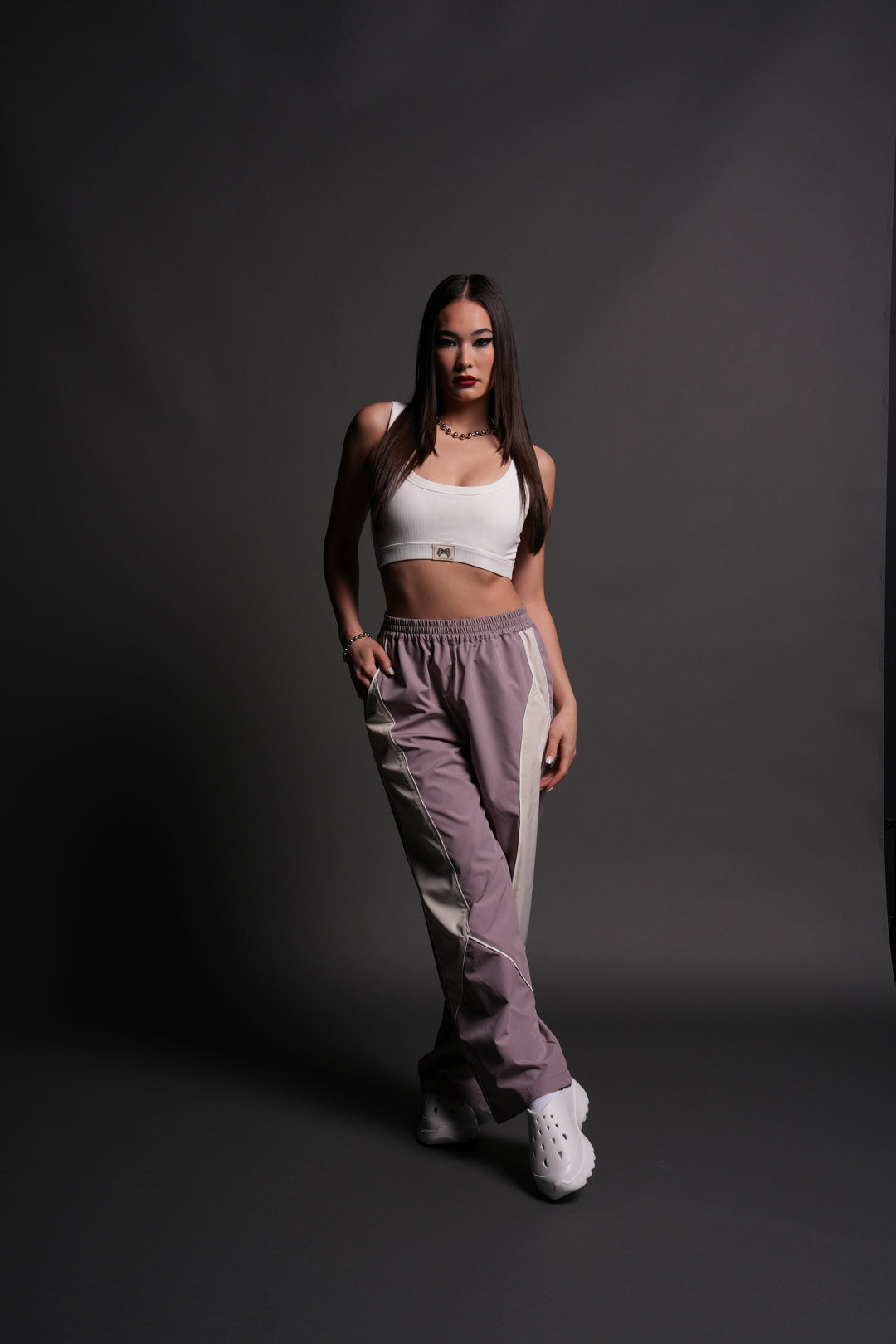 Dual Wolf Quinn Track Pants in Light Mauve/Sand