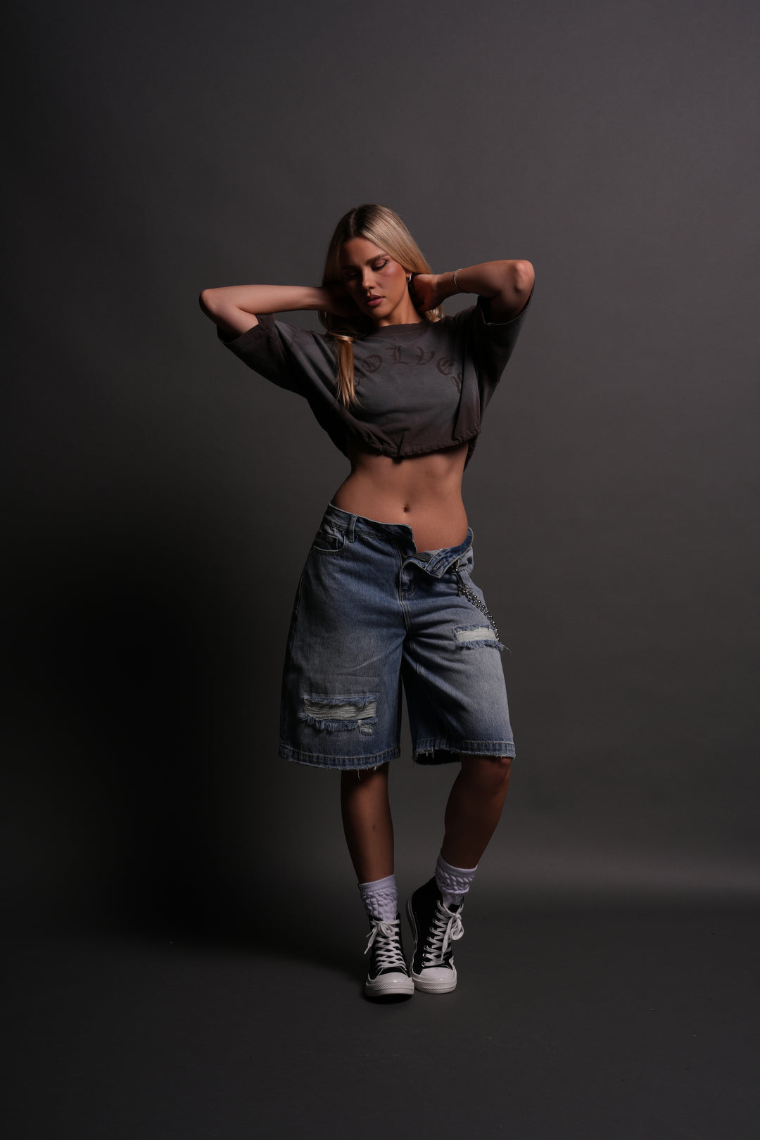Wolf Chopper Seline Denim Shorts in Light Wash