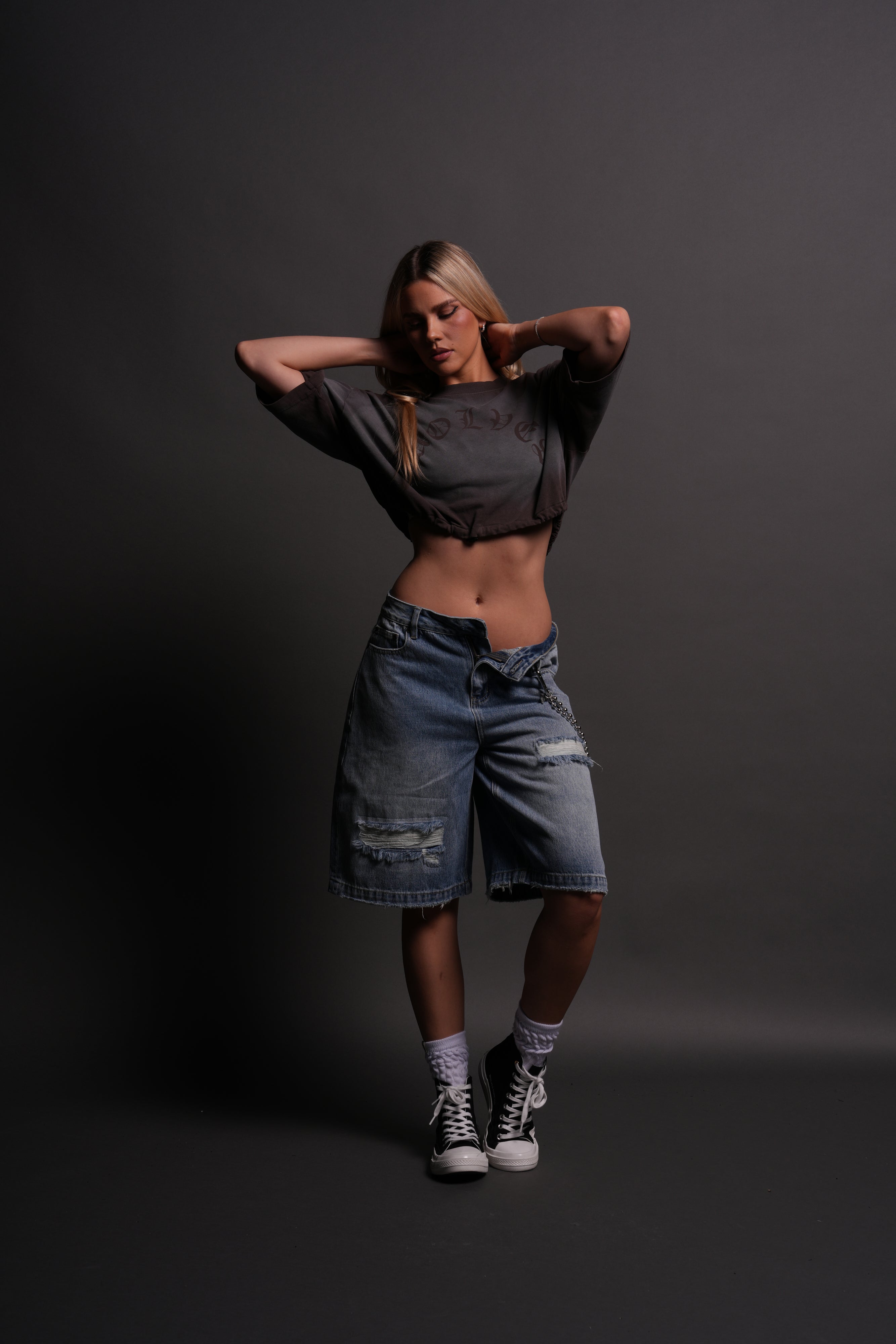 Wolf Chopper Seline Denim Shorts in Light Wash