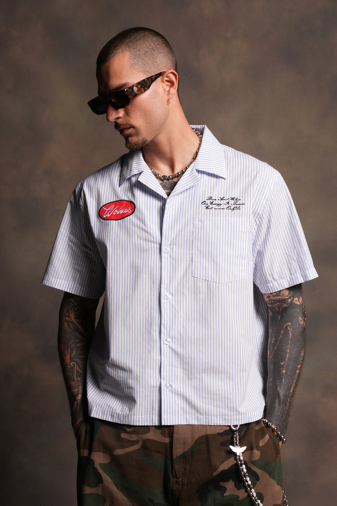 Ride With Us Dalton Mid Length Button Up in White/Blue