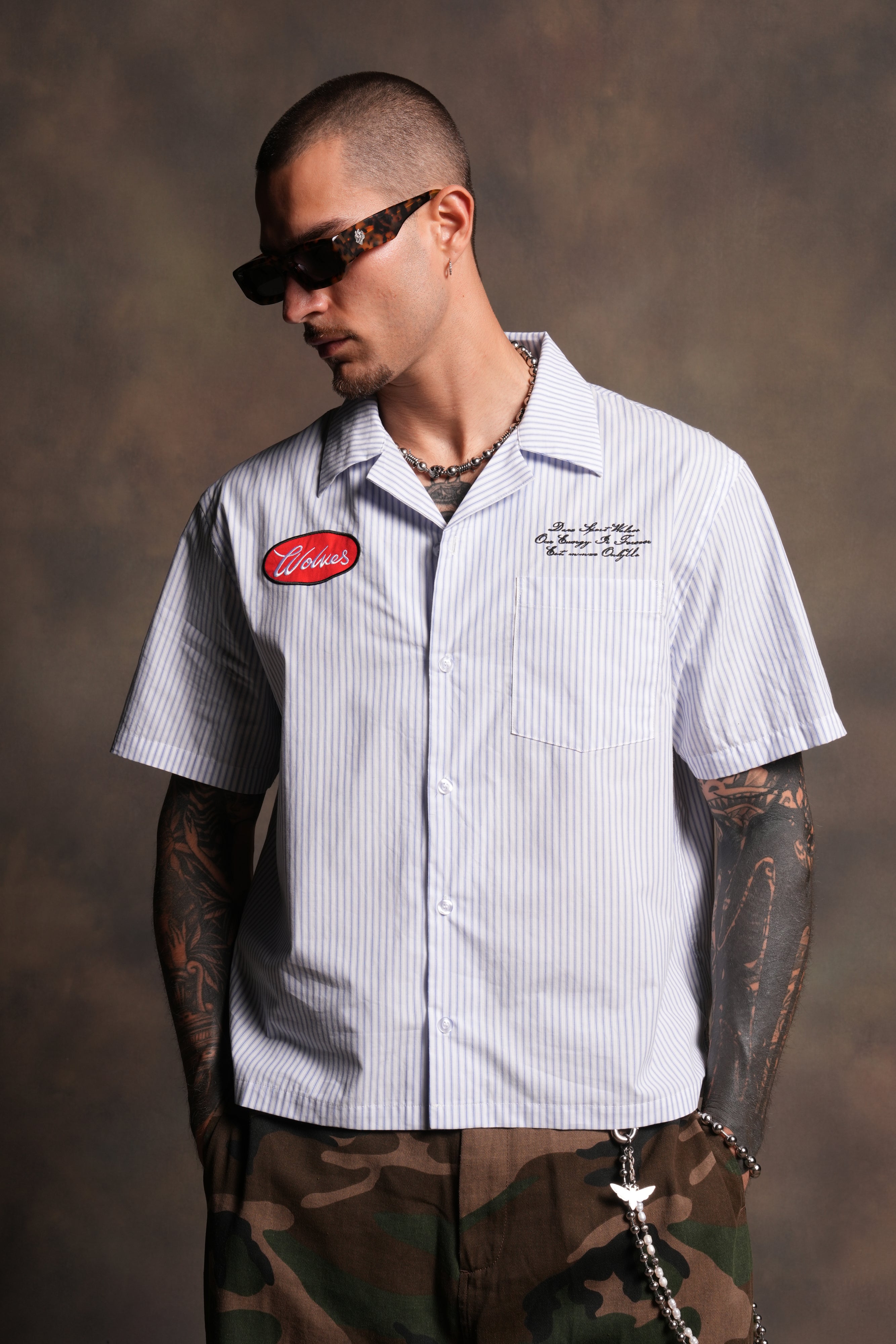 Ride With Us Dalton Mid Length Button Up in White/Blue