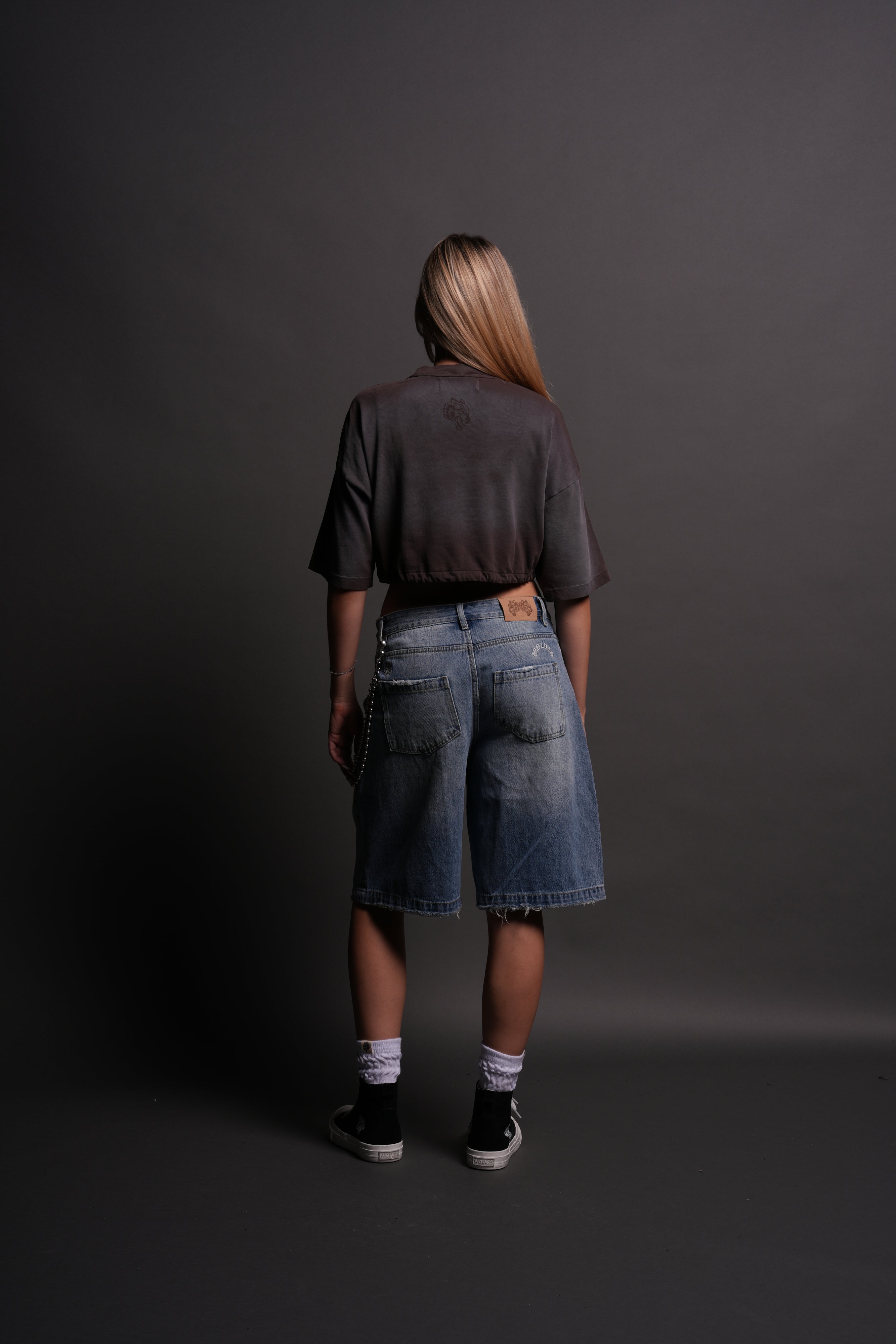 Wolf Chopper Seline Denim Shorts in Light Wash