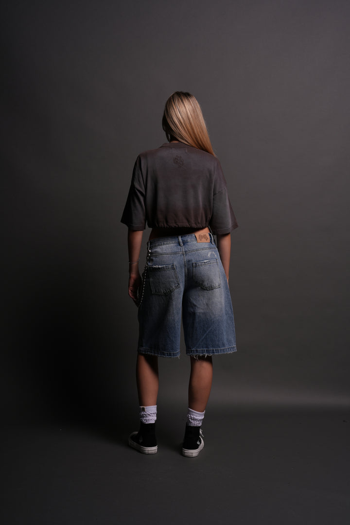 Wolf Chopper Seline Denim Shorts in Light Wash