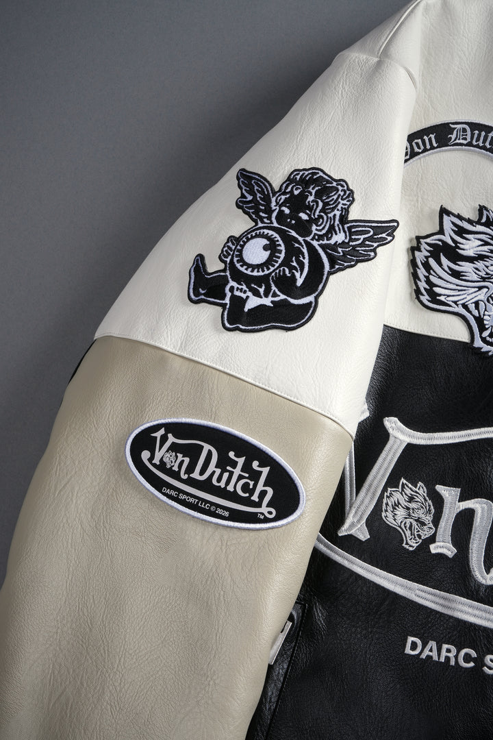 Darc  Kulture Johnny Biker Jacket in Cream/Black/Wolf Gray