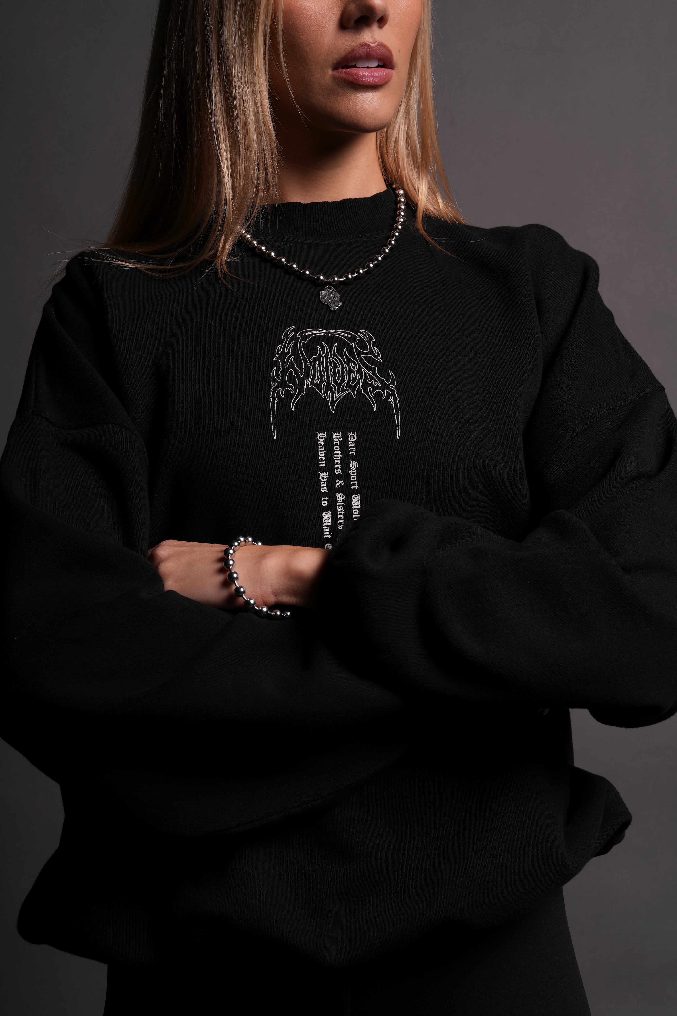 Wolves Hesh She S. Hall Crewneck in Black