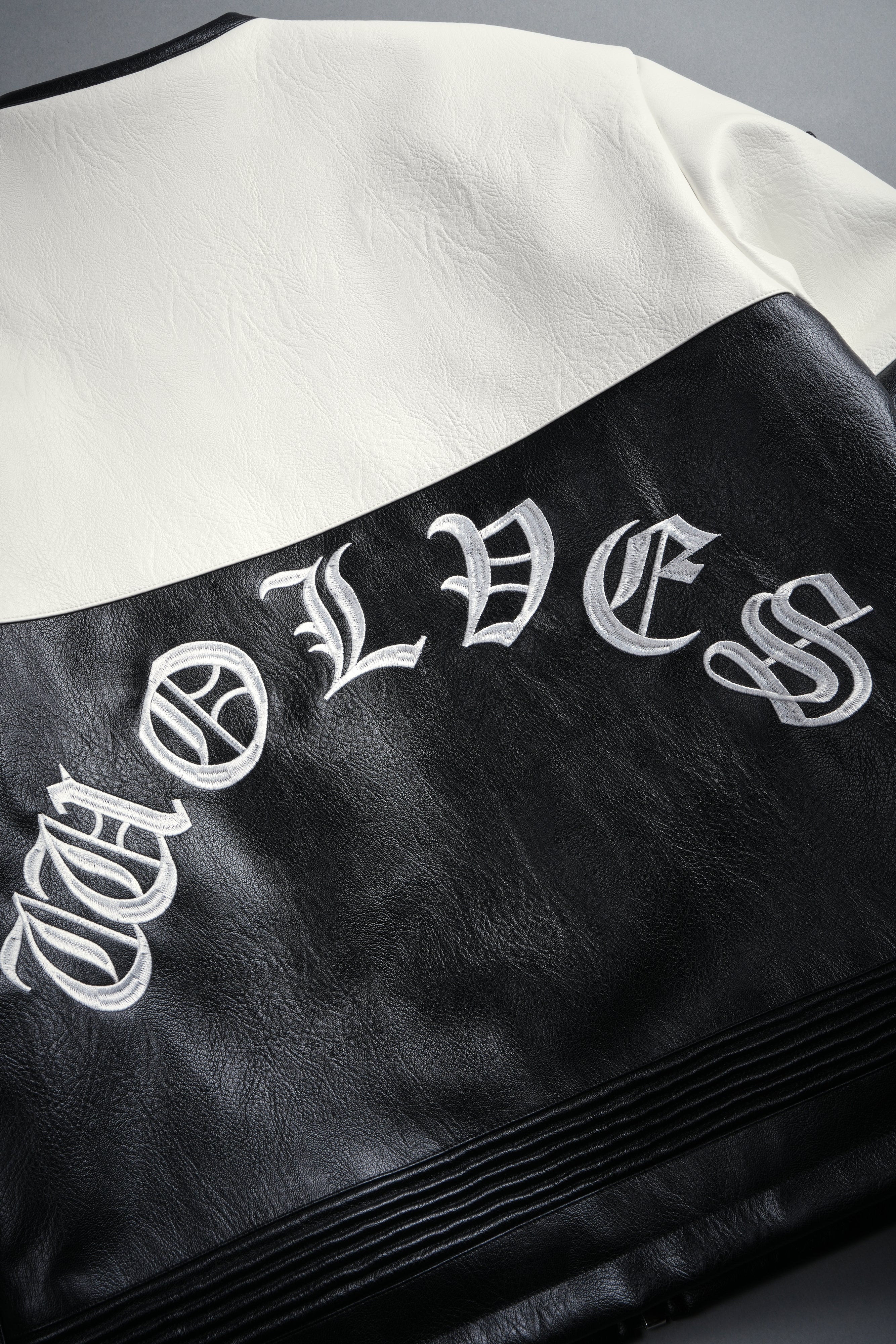 Darc  Kulture Johnny Biker Jacket in Cream/Black/Wolf Gray