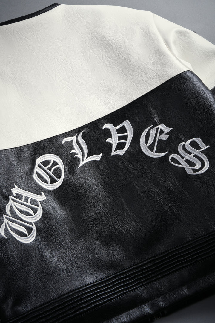 Darc  Kulture Johnny Biker Jacket in Cream/Black/Wolf Gray